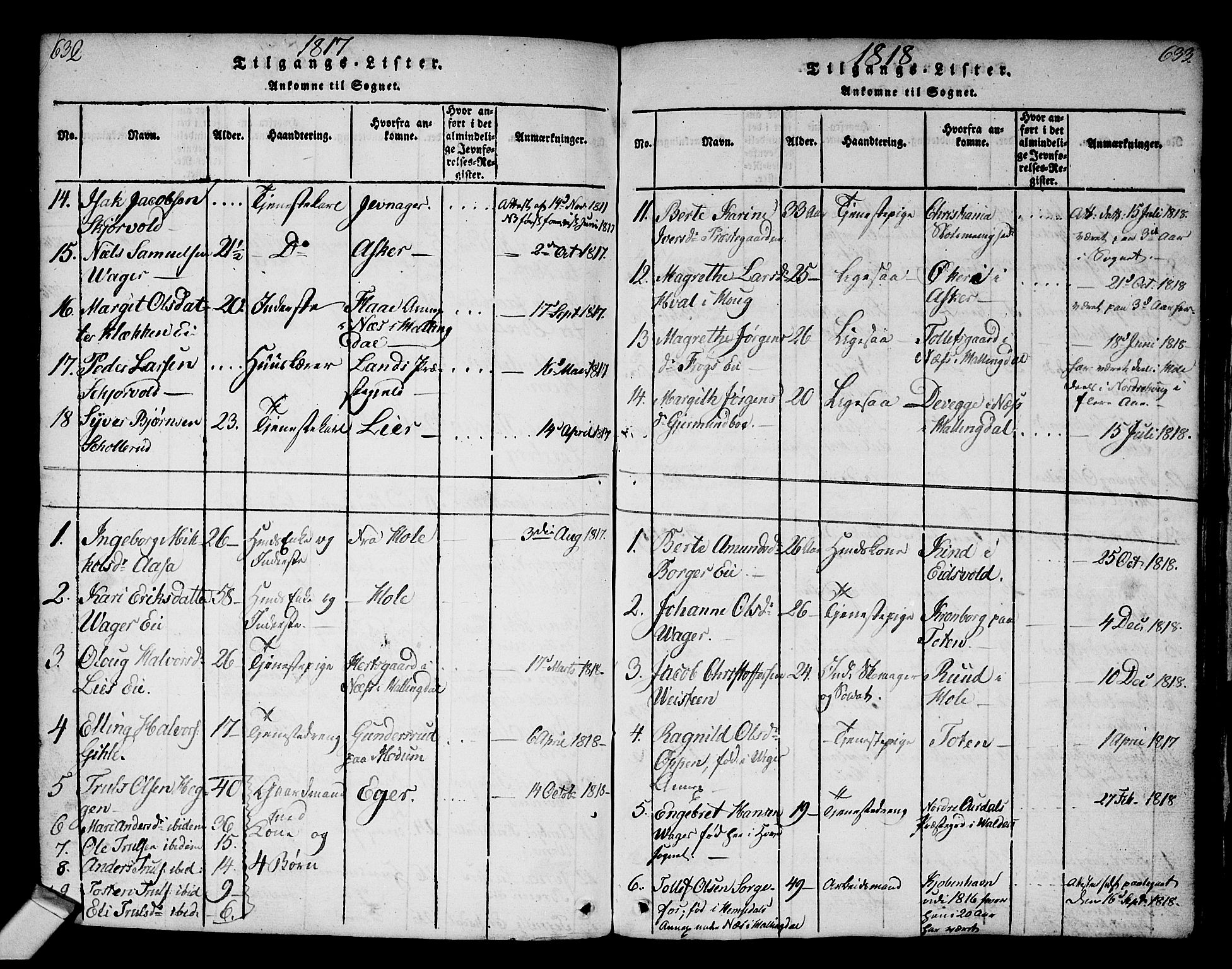 Norderhov kirkebøker, SAKO/A-237/G/Ga/L0002: Parish register (copy) no. I 2, 1814-1867, p. 632-633