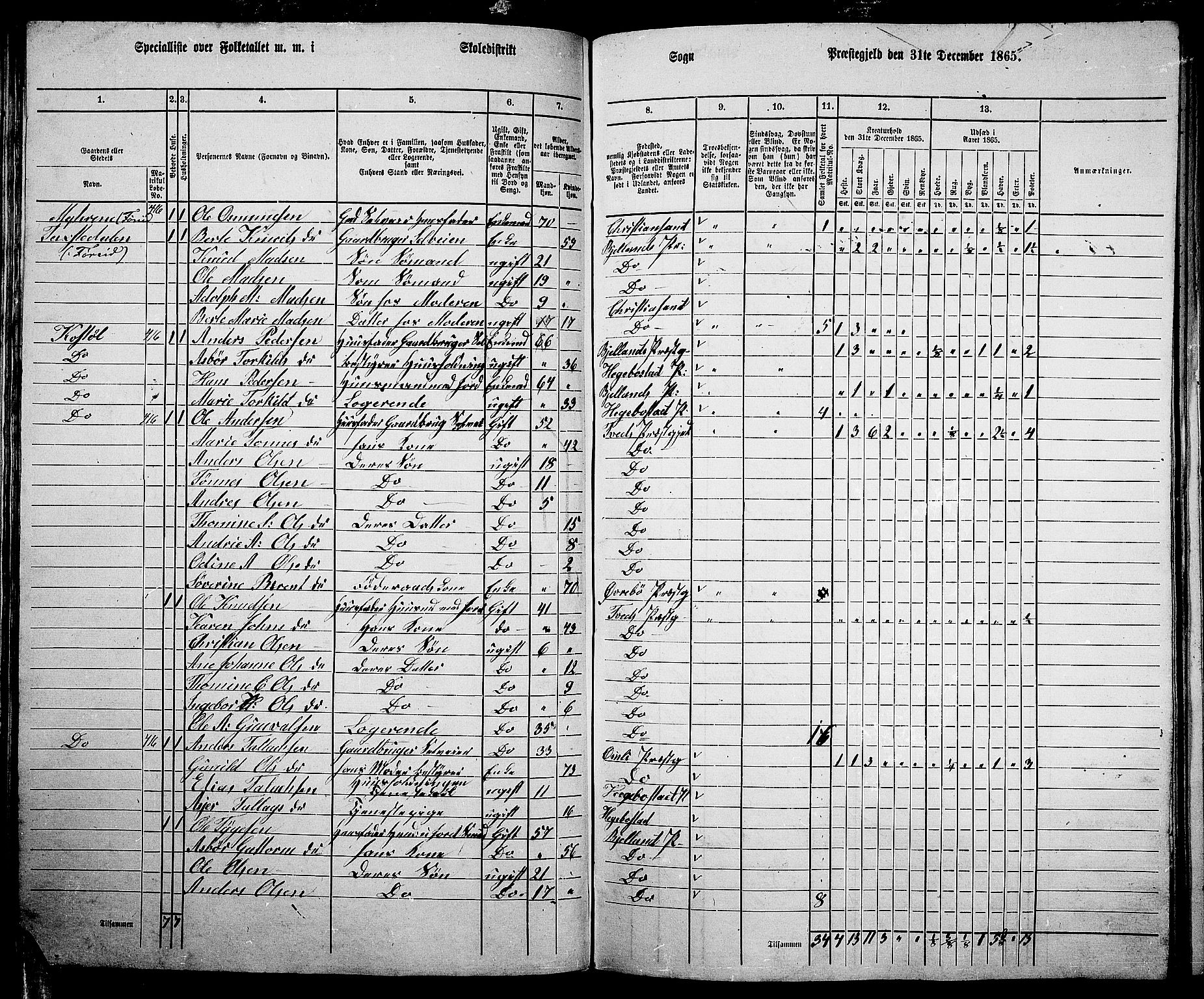 RA, 1865 census for Tveit, 1865, p. 69