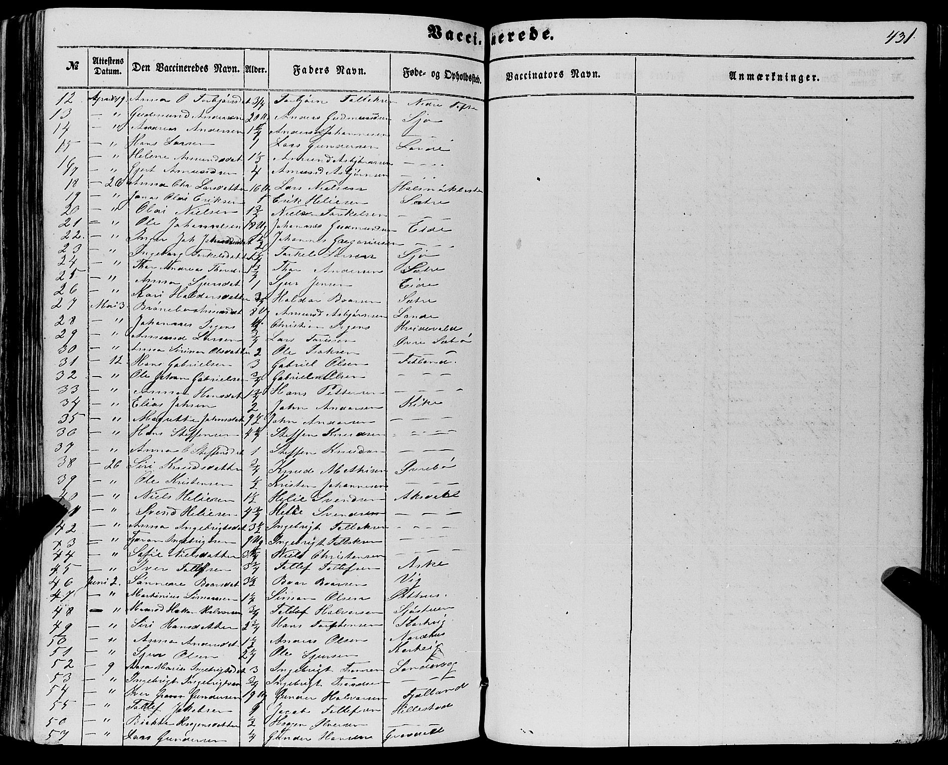Fjelberg sokneprestembete, SAB/A-75201/H/Haa: Parish register (official) no. A 7, 1851-1867, p. 431