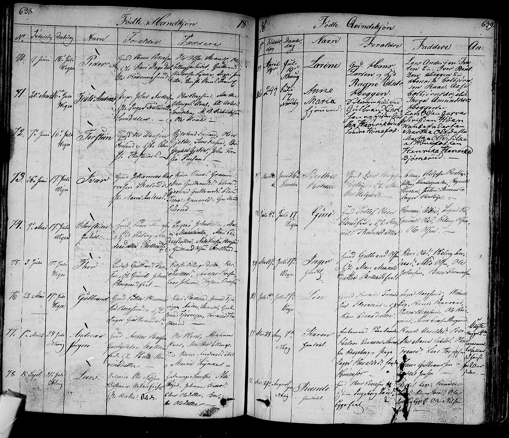 Norderhov kirkebøker, SAKO/A-237/F/Fa/L0009: Parish register (official) no. 9, 1819-1837, p. 638-639