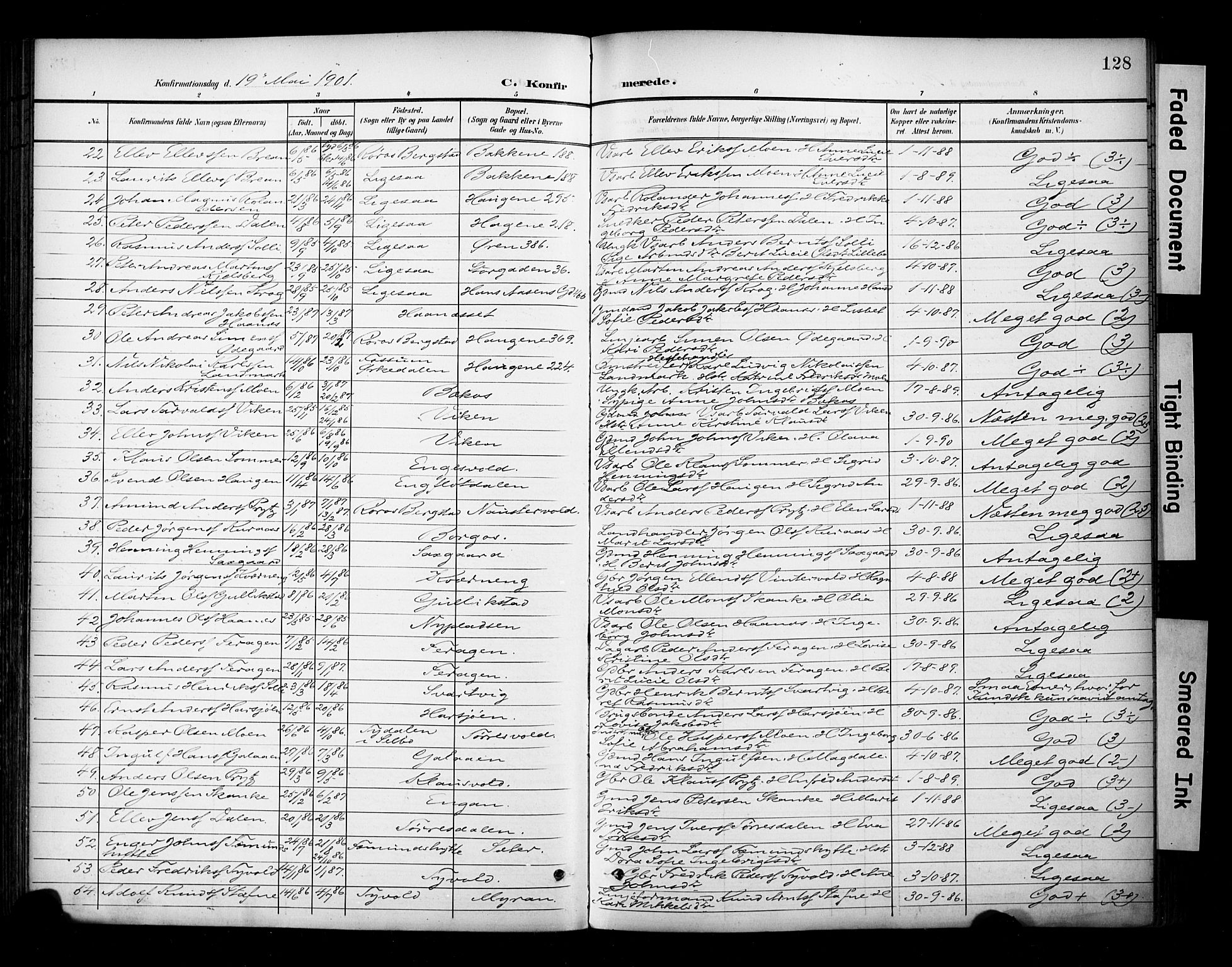 Ministerialprotokoller, klokkerbøker og fødselsregistre - Sør-Trøndelag, SAT/A-1456/681/L0936: Parish register (official) no. 681A14, 1899-1908, p. 128