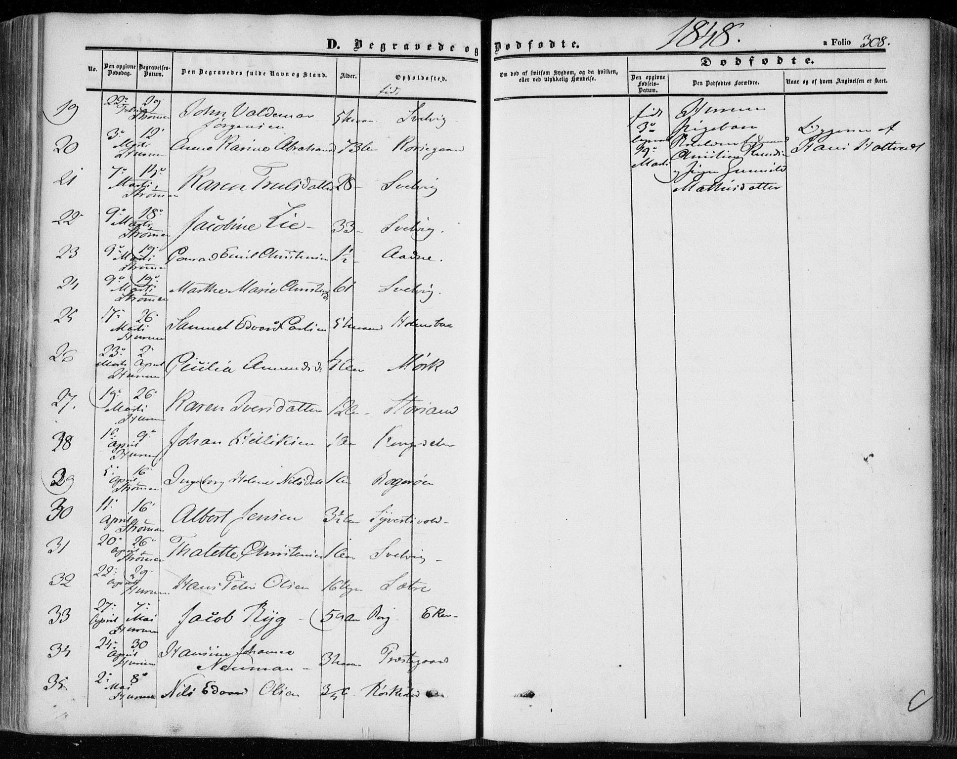 Hurum kirkebøker, SAKO/A-229/F/Fa/L0011: Parish register (official) no. 11, 1847-1860, p. 308