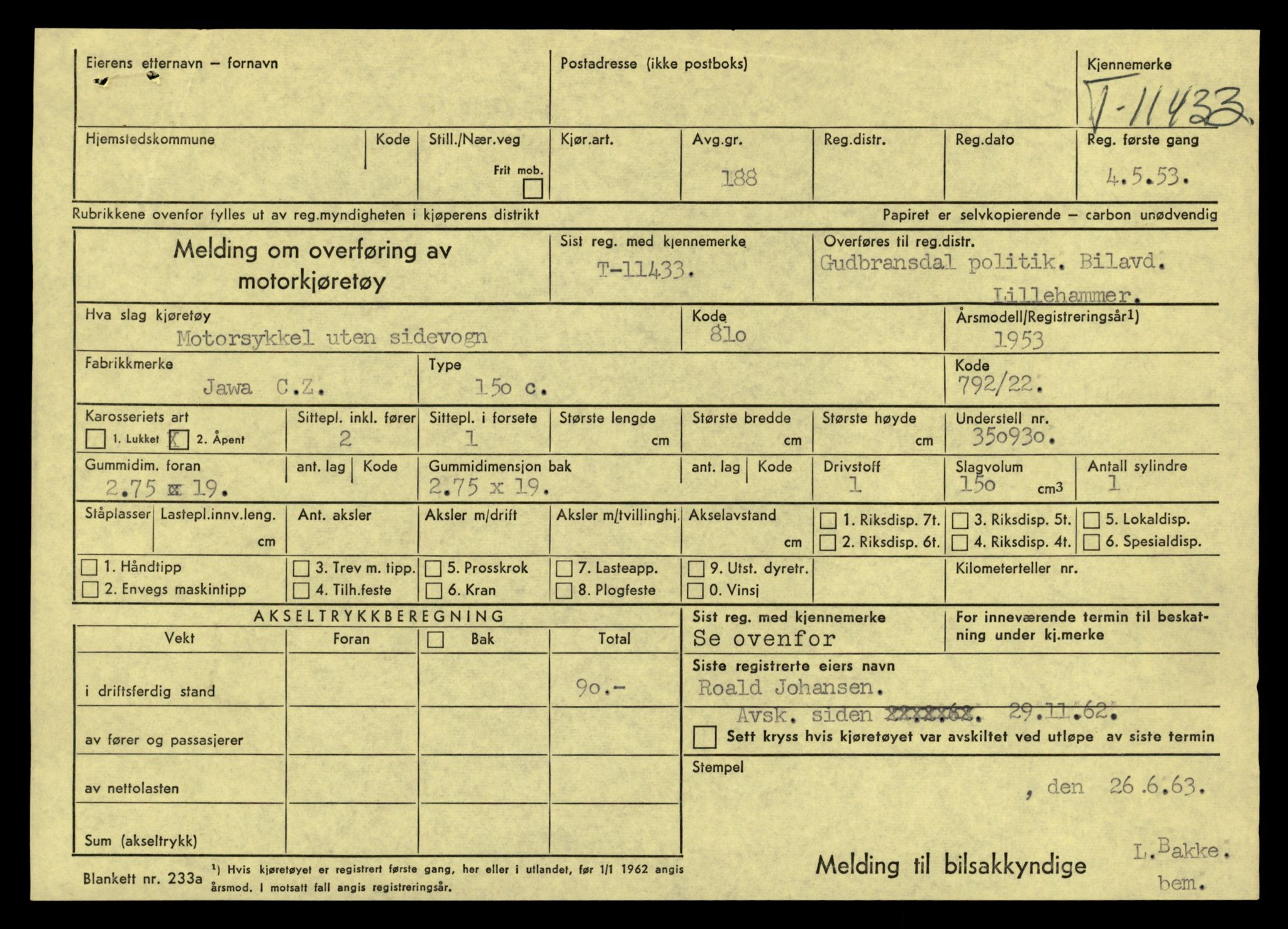 Møre og Romsdal vegkontor - Ålesund trafikkstasjon, AV/SAT-A-4099/F/Fe/L0029: Registreringskort for kjøretøy T 11430 - T 11619, 1927-1998, p. 79