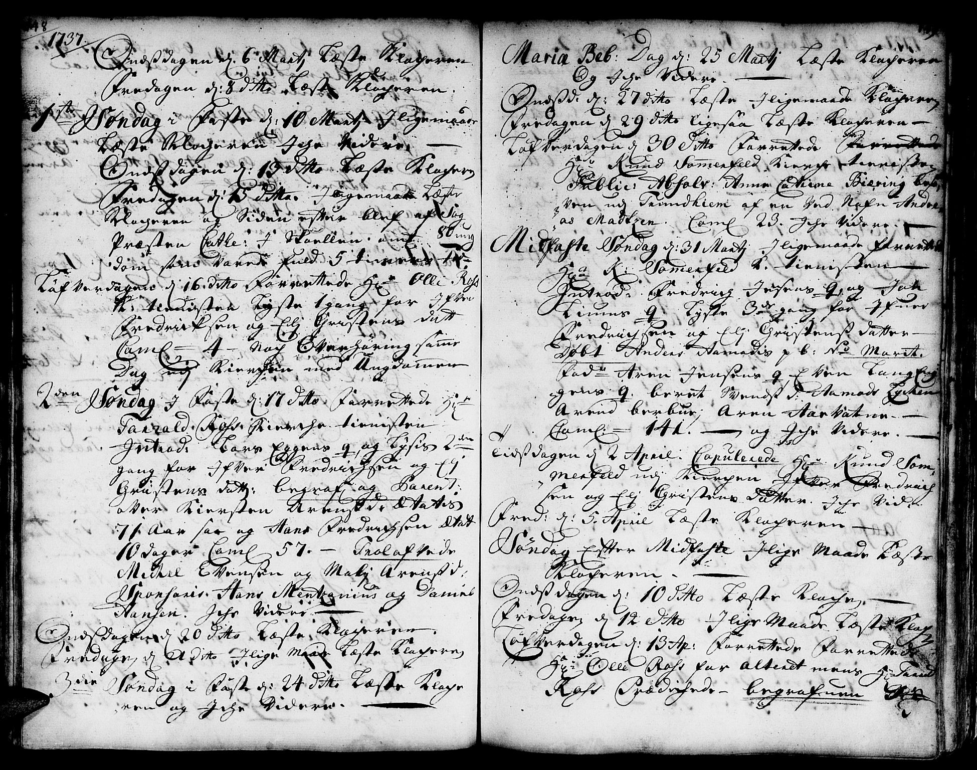 Ministerialprotokoller, klokkerbøker og fødselsregistre - Sør-Trøndelag, SAT/A-1456/671/L0839: Parish register (official) no. 671A01, 1730-1755, p. 148-149