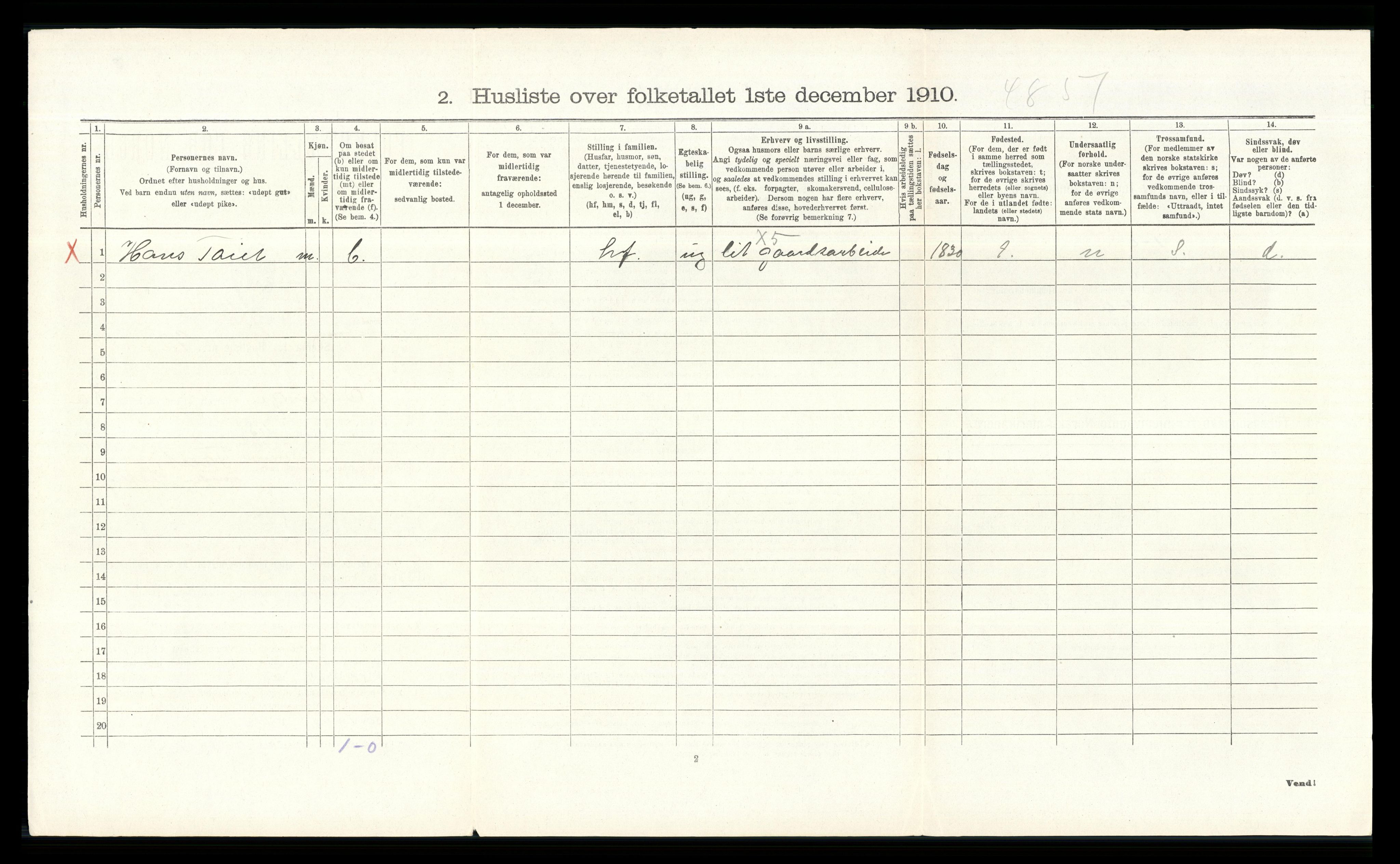 RA, 1910 census for Stange, 1910, p. 1685