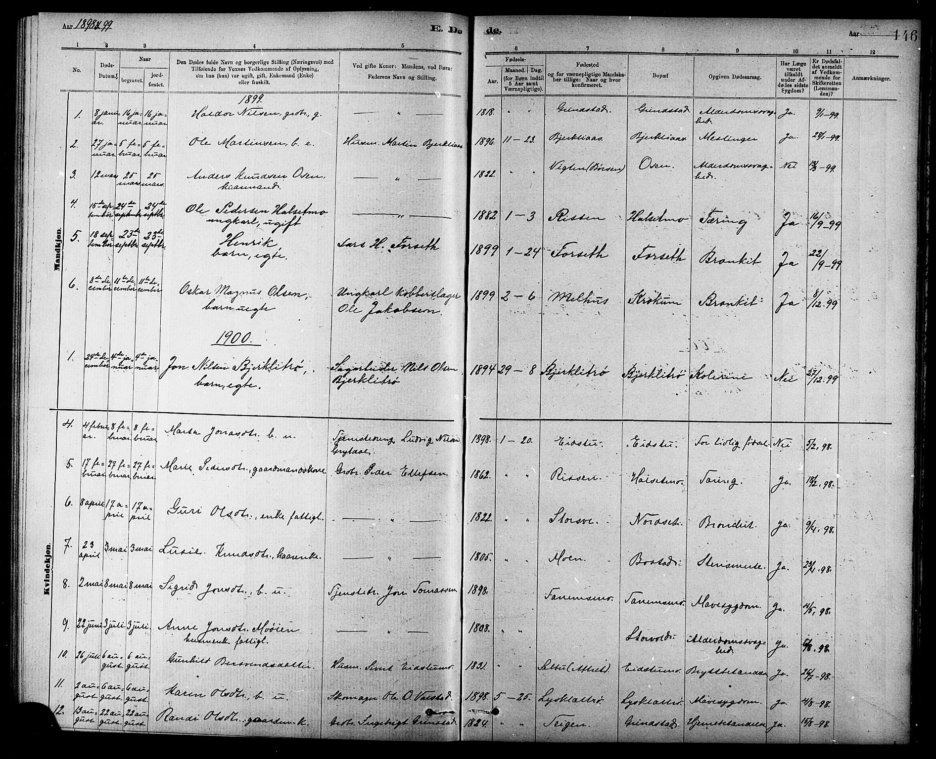 Ministerialprotokoller, klokkerbøker og fødselsregistre - Sør-Trøndelag, AV/SAT-A-1456/618/L0452: Parish register (copy) no. 618C03, 1884-1906, p. 146