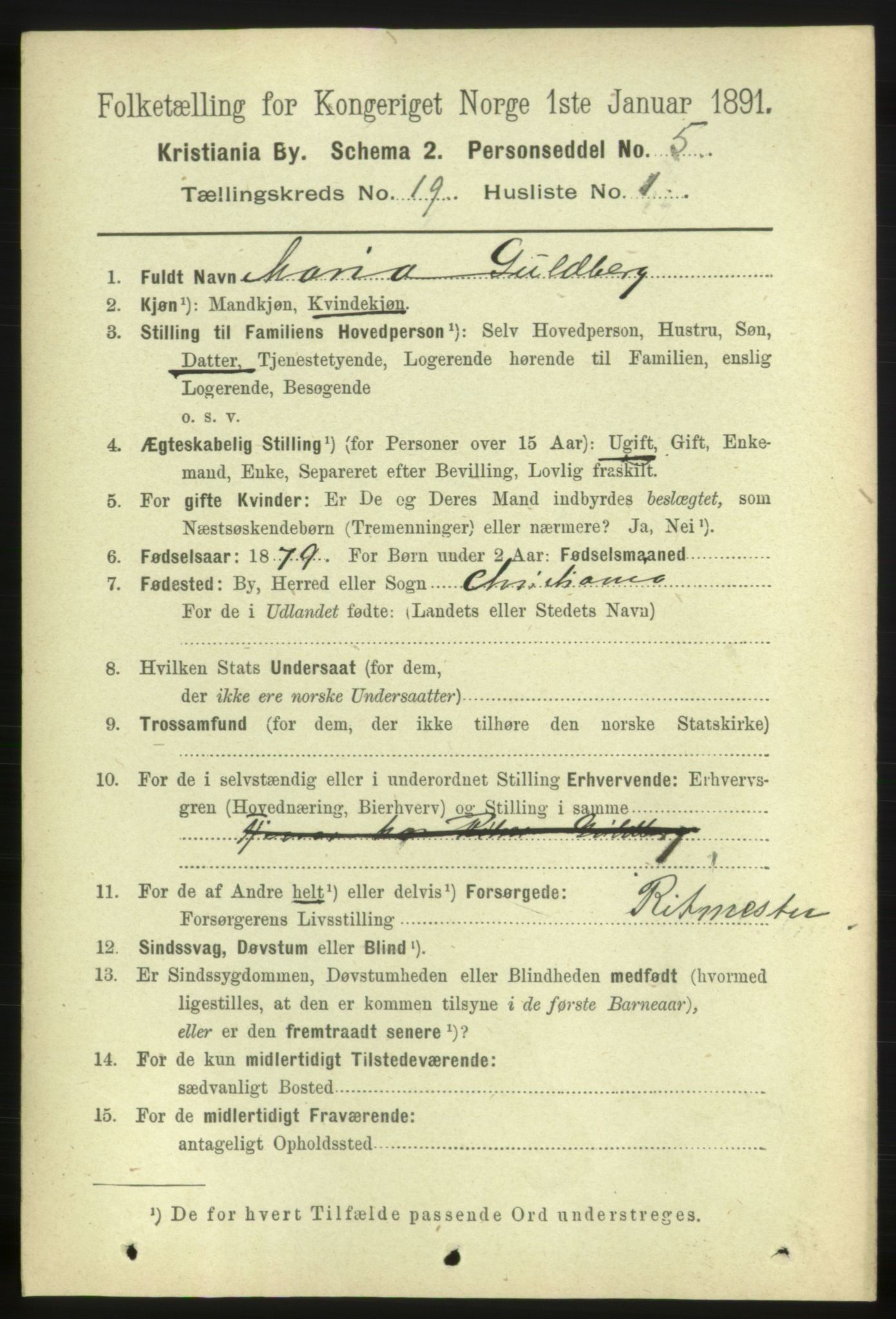 RA, 1891 census for 0301 Kristiania, 1891, p. 9516