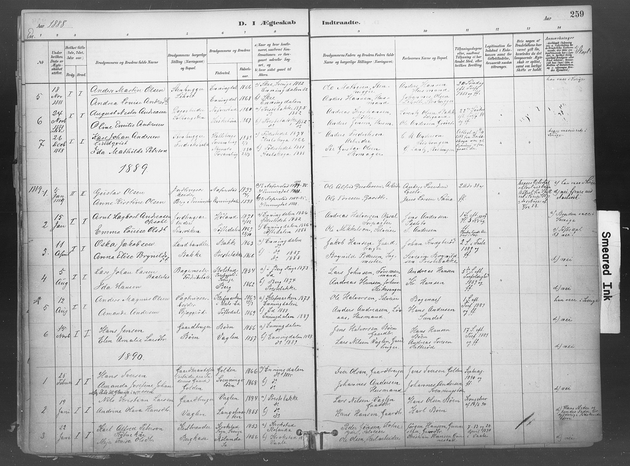 Idd prestekontor Kirkebøker, SAO/A-10911/F/Fb/L0002: Parish register (official) no. II 2, 1882-1923, p. 259