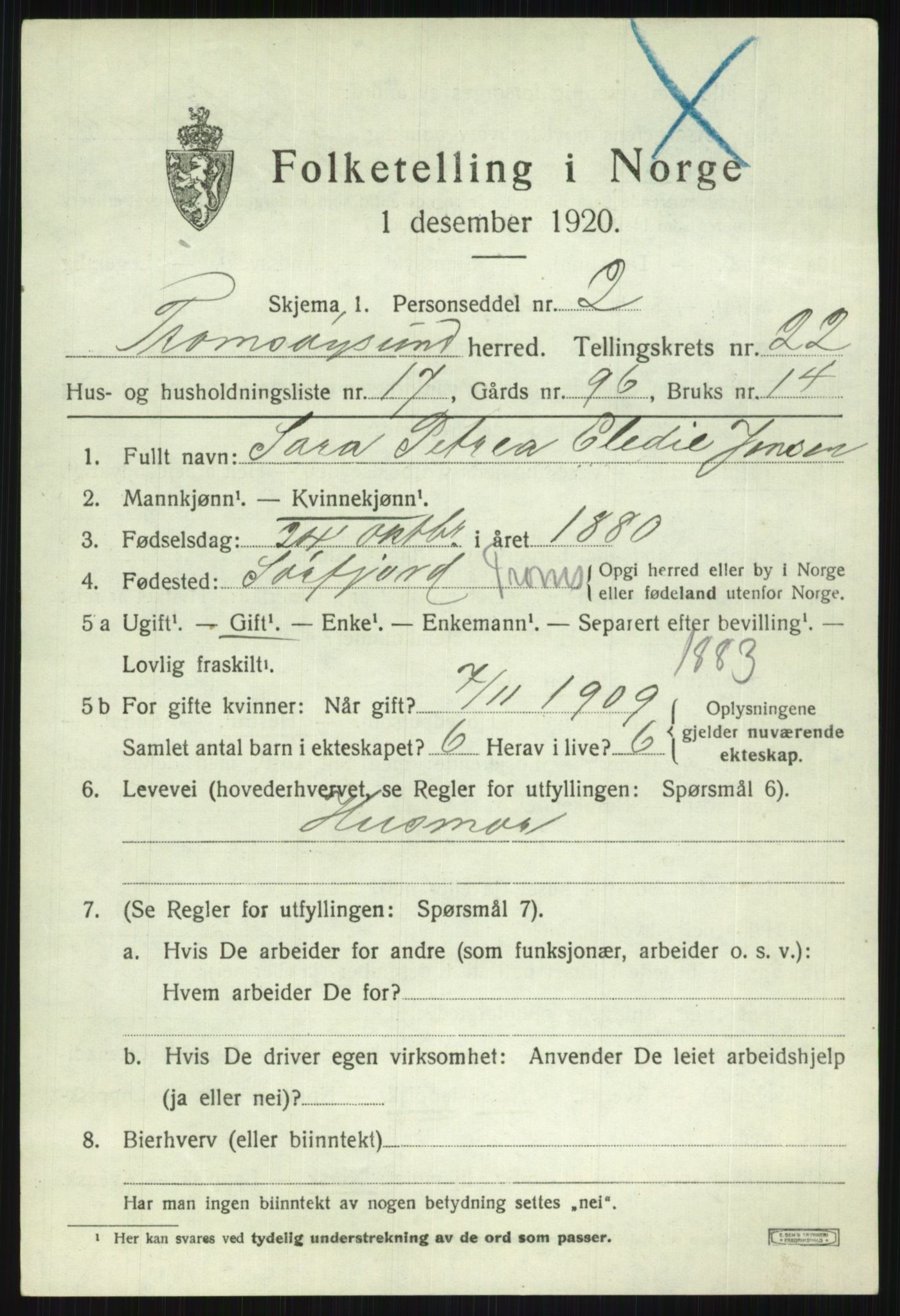 SATØ, 1920 census for Tromsøysund, 1920, p. 11512