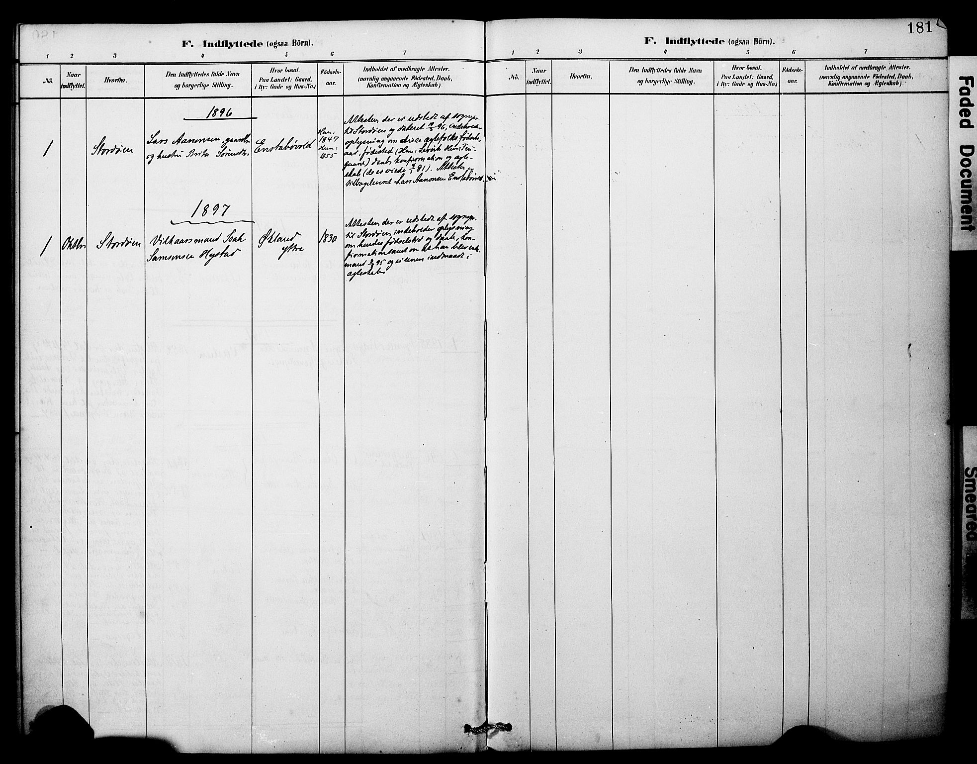 Sveio Sokneprestembete, SAB/A-78501/H/Haa: Parish register (official) no. C 2, 1881-1899, p. 181