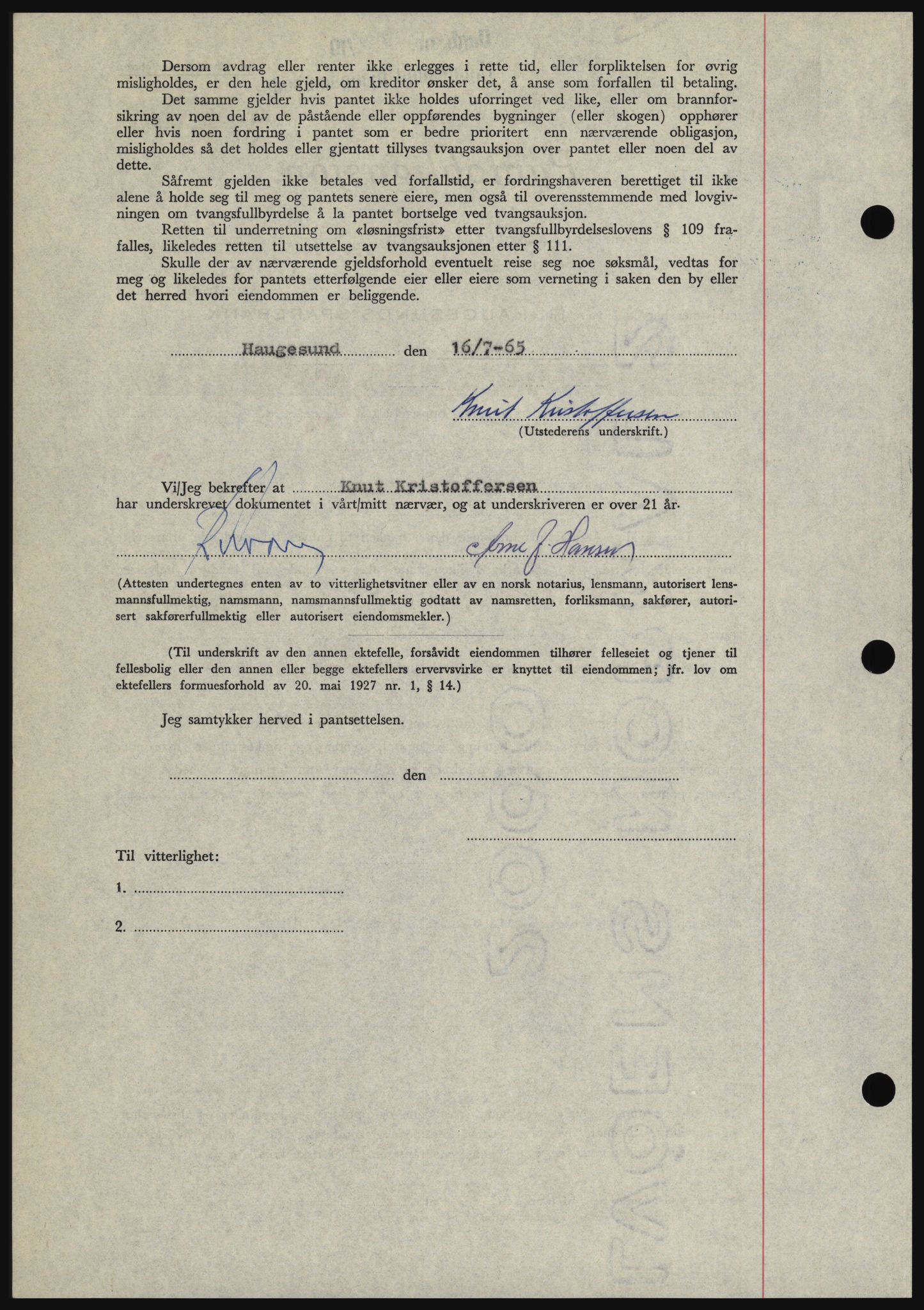 Haugesund tingrett, SAST/A-101415/01/II/IIC/L0053: Mortgage book no. B 53, 1965-1965, Diary no: : 1731/1965