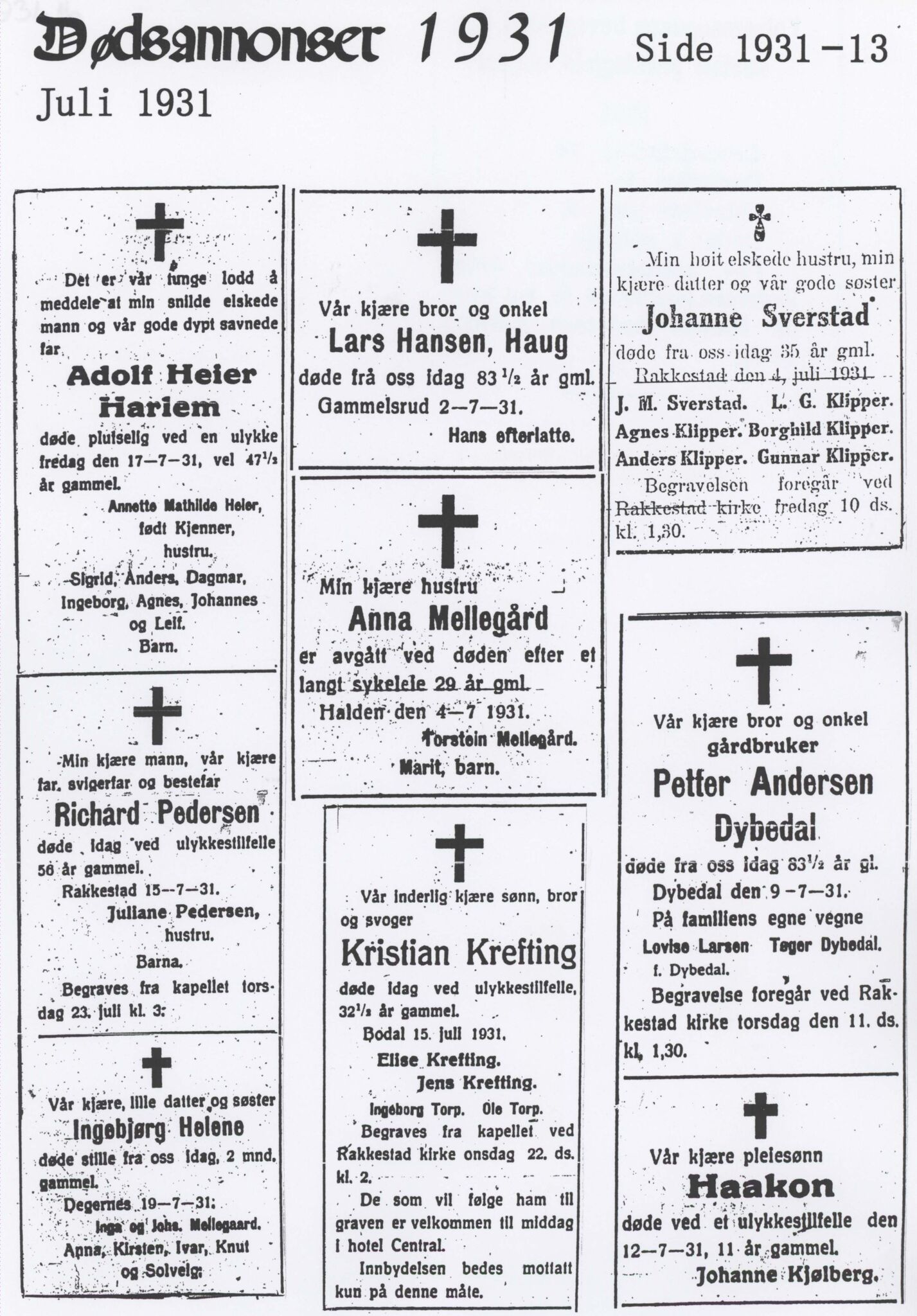 , Dødsannonser lokalaviser Rakkestad 1931-1935, 1931-1935, p. 10