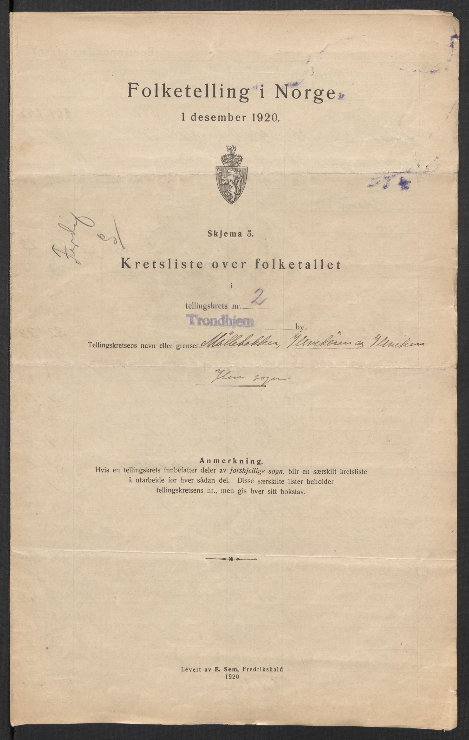 SAT, 1920 census for Trondheim, 1920, p. 11