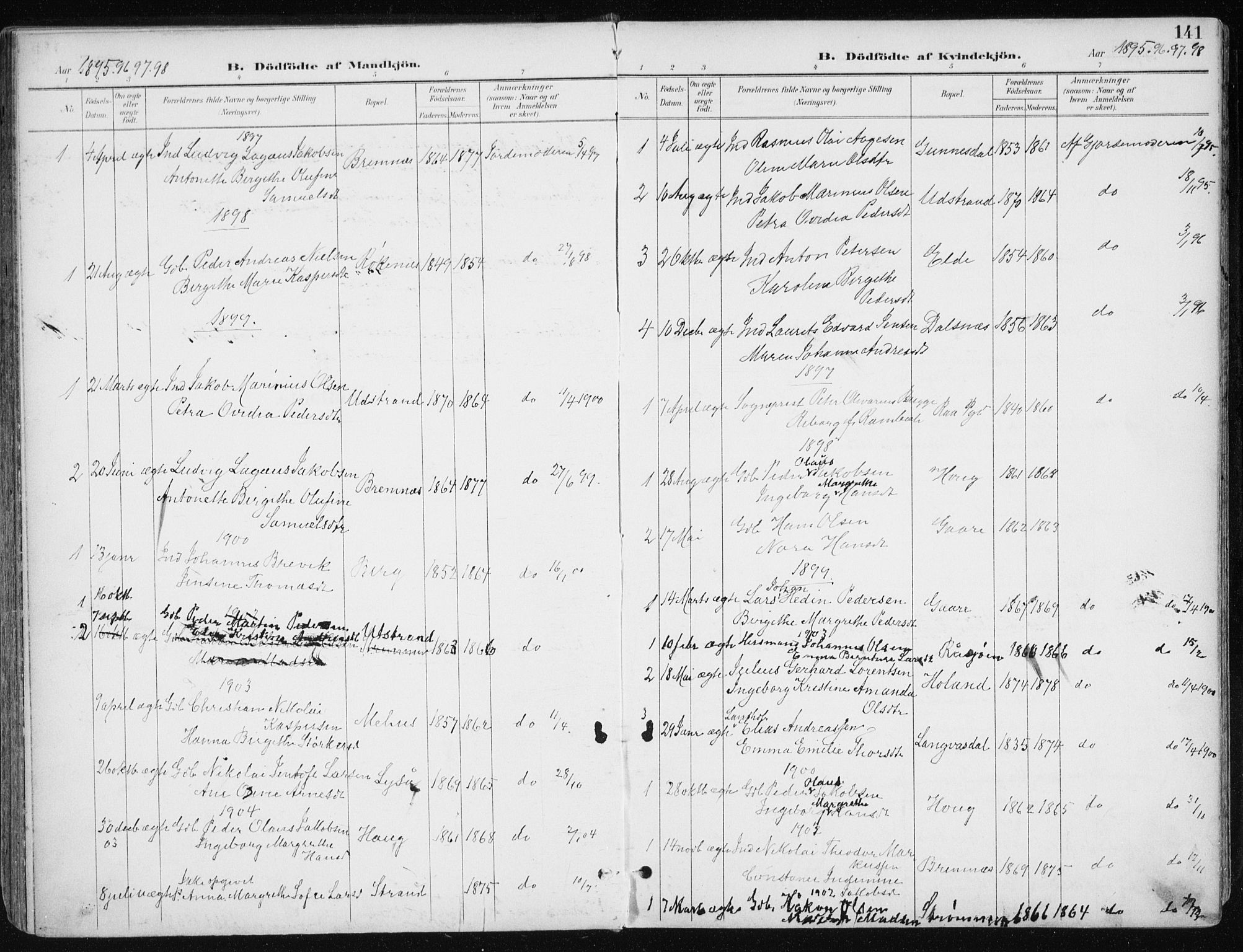 Kvæfjord sokneprestkontor, SATØ/S-1323/G/Ga/Gaa/L0006kirke: Parish register (official) no. 6, 1895-1914, p. 141
