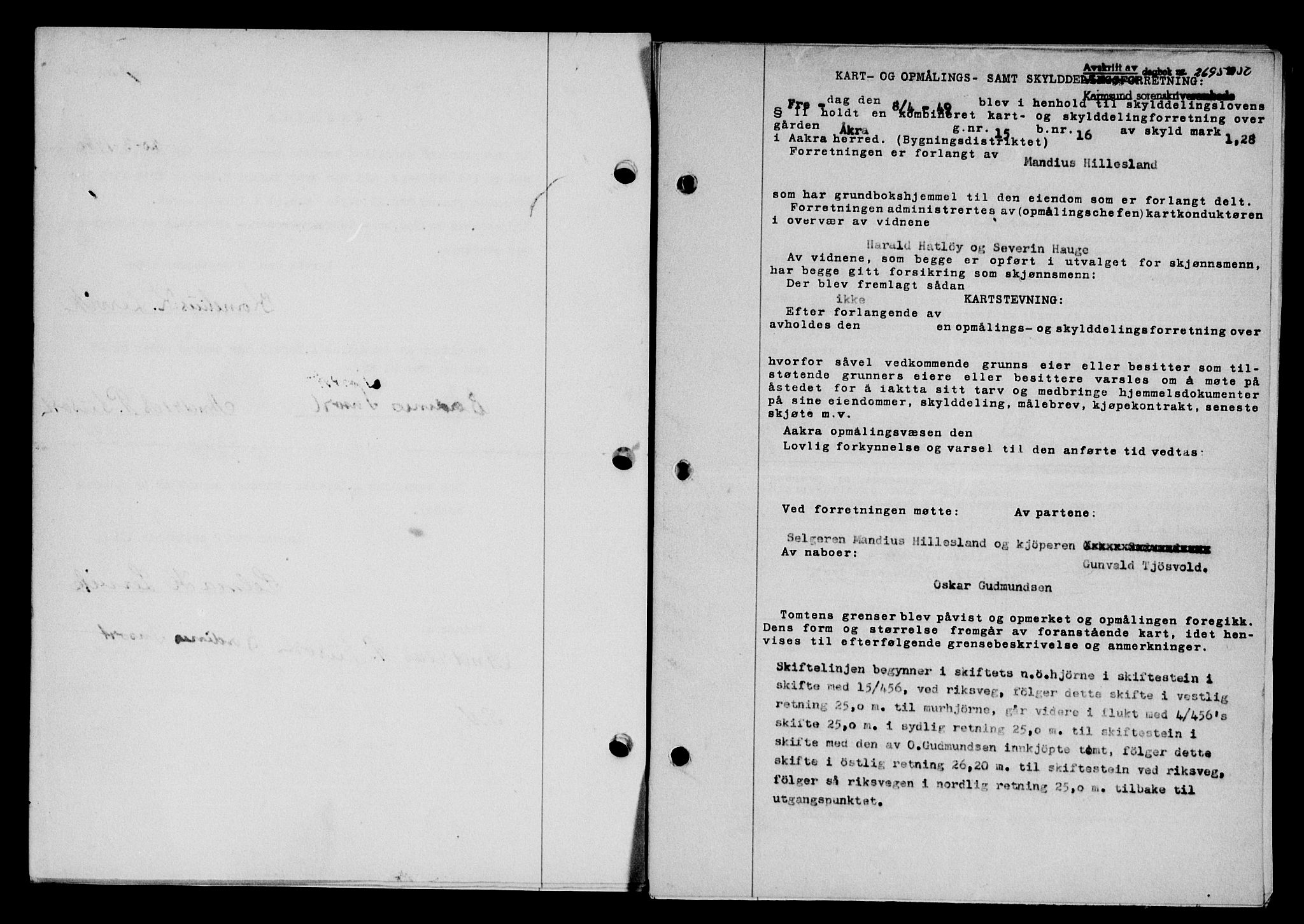 Karmsund sorenskriveri, SAST/A-100311/01/II/IIB/L0101: Mortgage book no. 81A, 1950-1951, Diary no: : 2695/1950