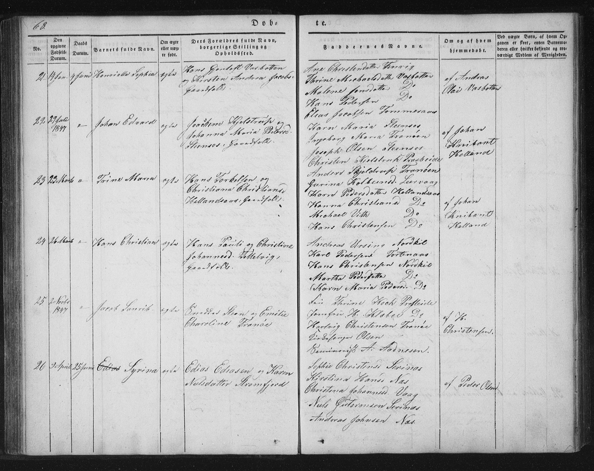 Ministerialprotokoller, klokkerbøker og fødselsregistre - Nordland, AV/SAT-A-1459/859/L0843: Parish register (official) no. 859A03, 1840-1848, p. 68