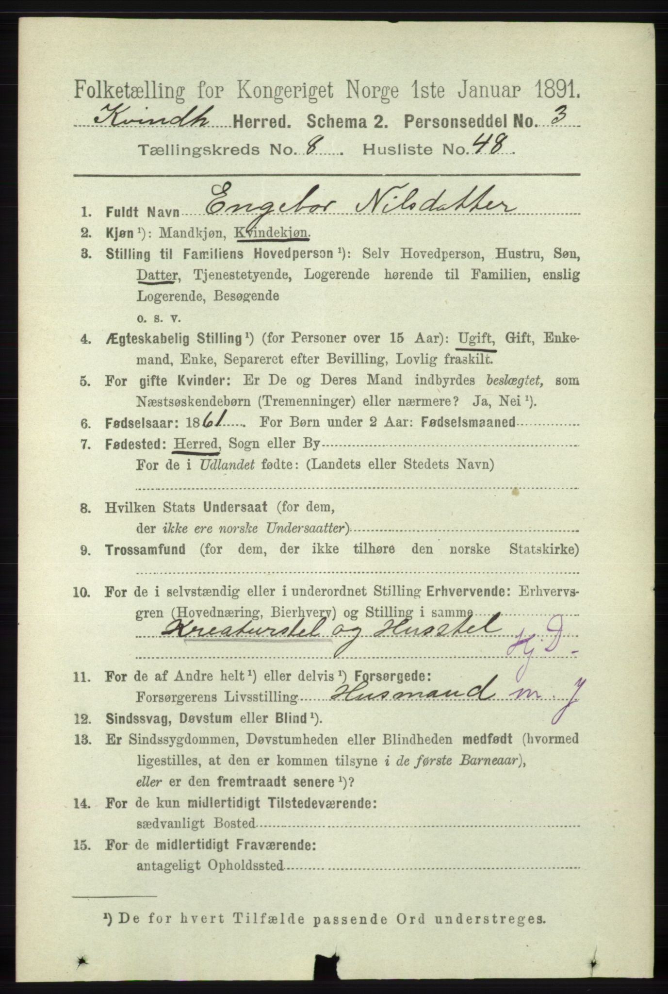 RA, 1891 census for 1224 Kvinnherad, 1891, p. 3255