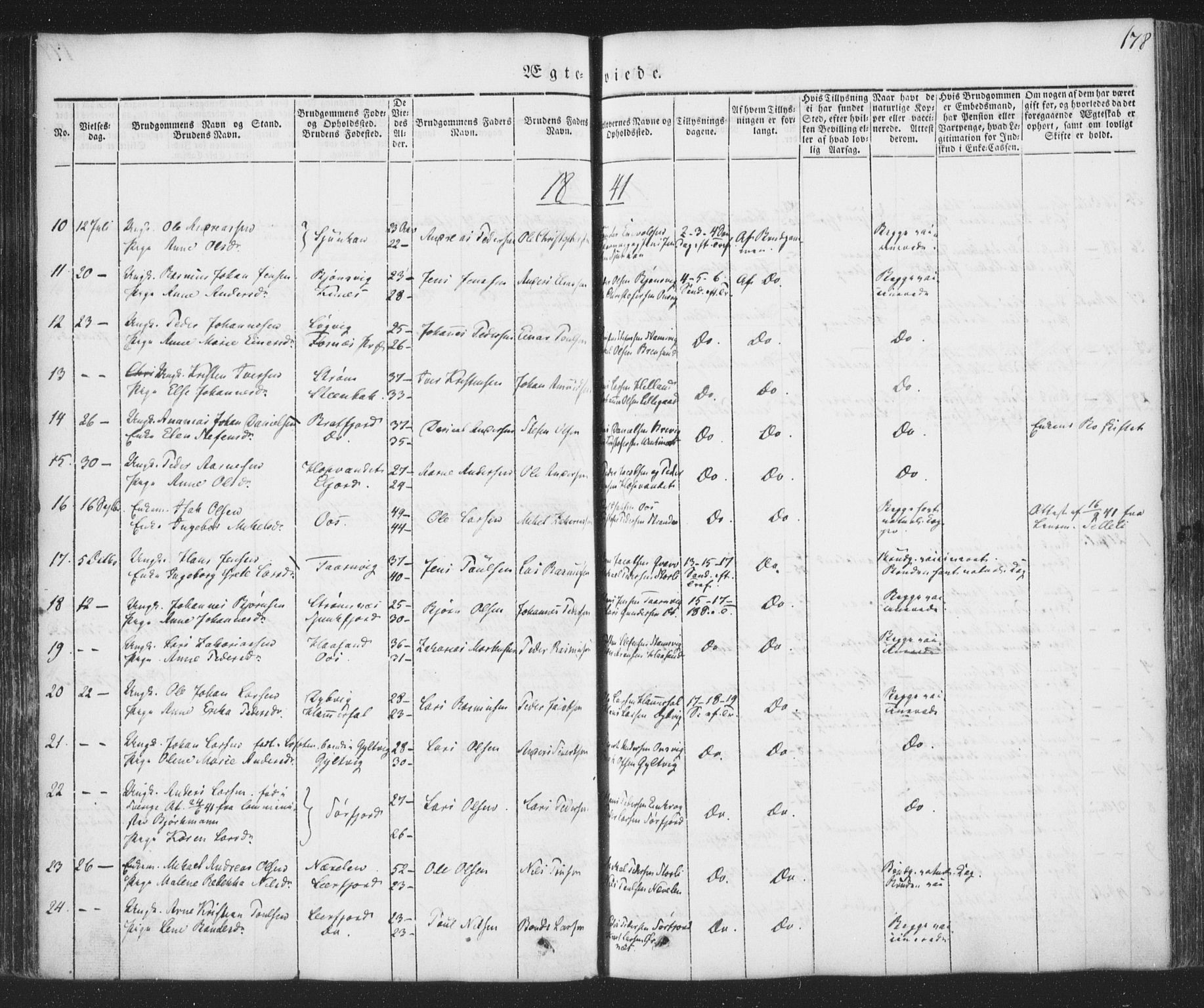Ministerialprotokoller, klokkerbøker og fødselsregistre - Nordland, SAT/A-1459/853/L0769: Parish register (official) no. 853A08, 1836-1856, p. 178