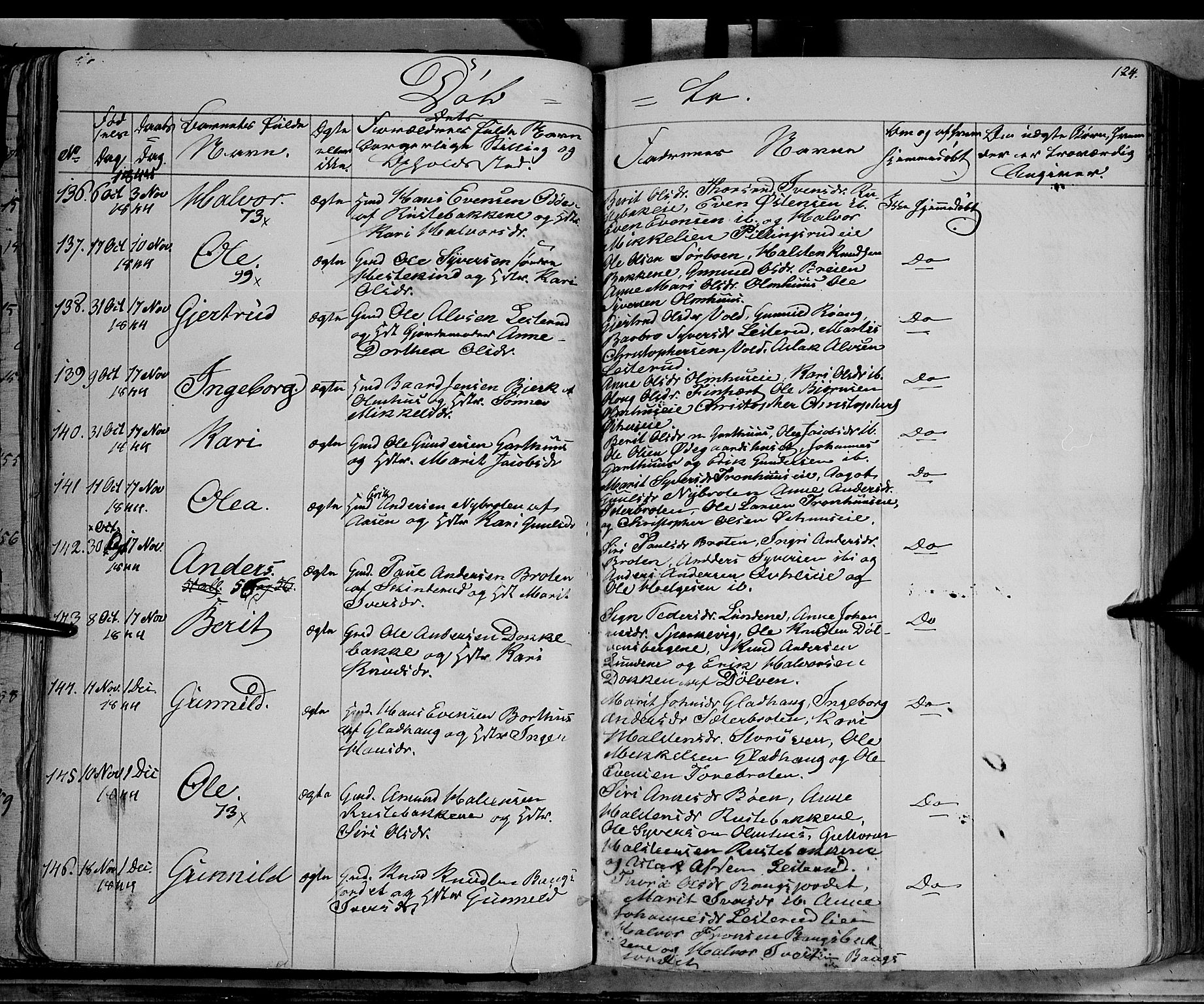 Sør-Aurdal prestekontor, AV/SAH-PREST-128/H/Ha/Haa/L0004: Parish register (official) no. 4, 1841-1849, p. 123-124