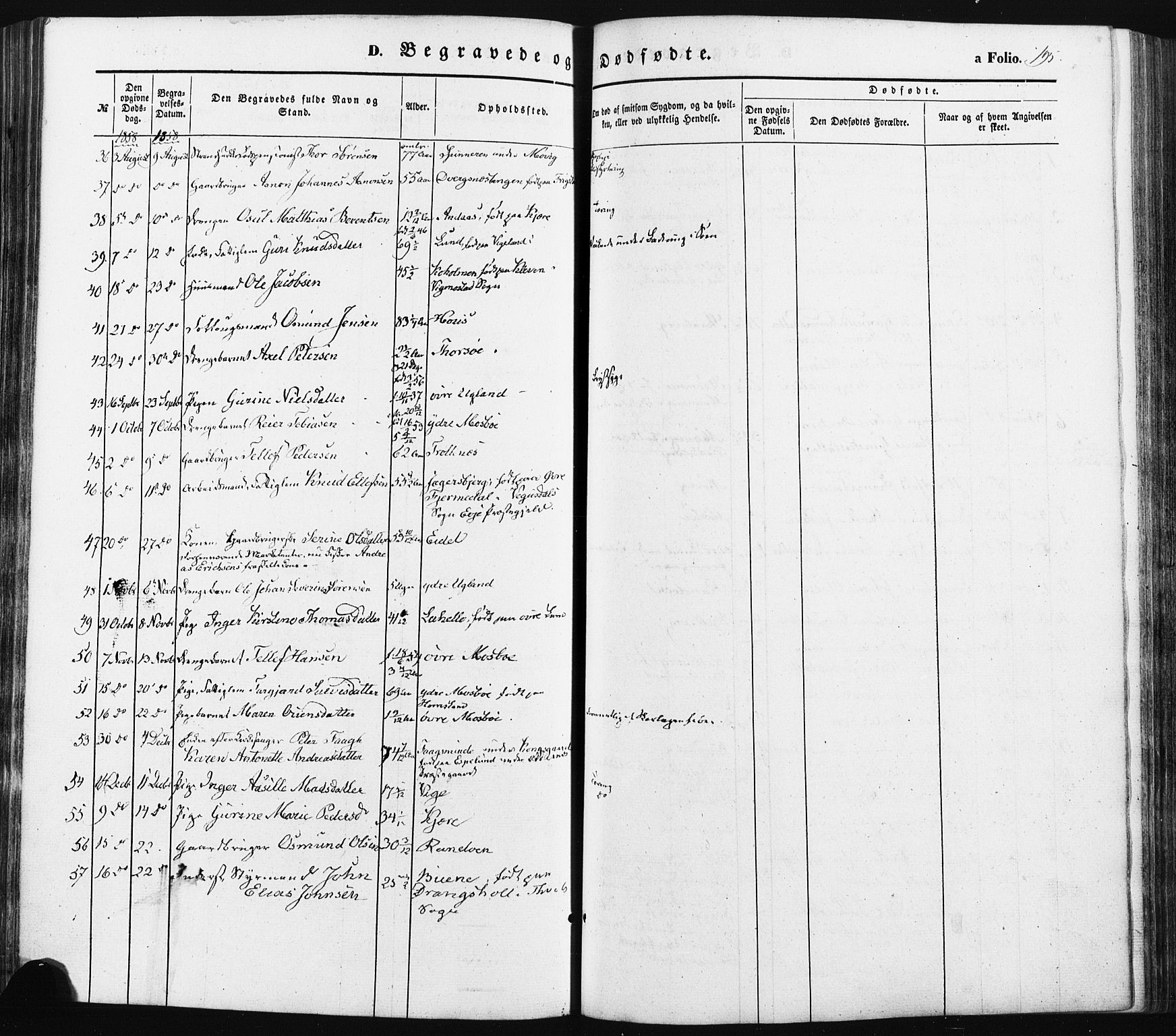 Oddernes sokneprestkontor, SAK/1111-0033/F/Fa/Faa/L0007: Parish register (official) no. A 7, 1851-1863, p. 195