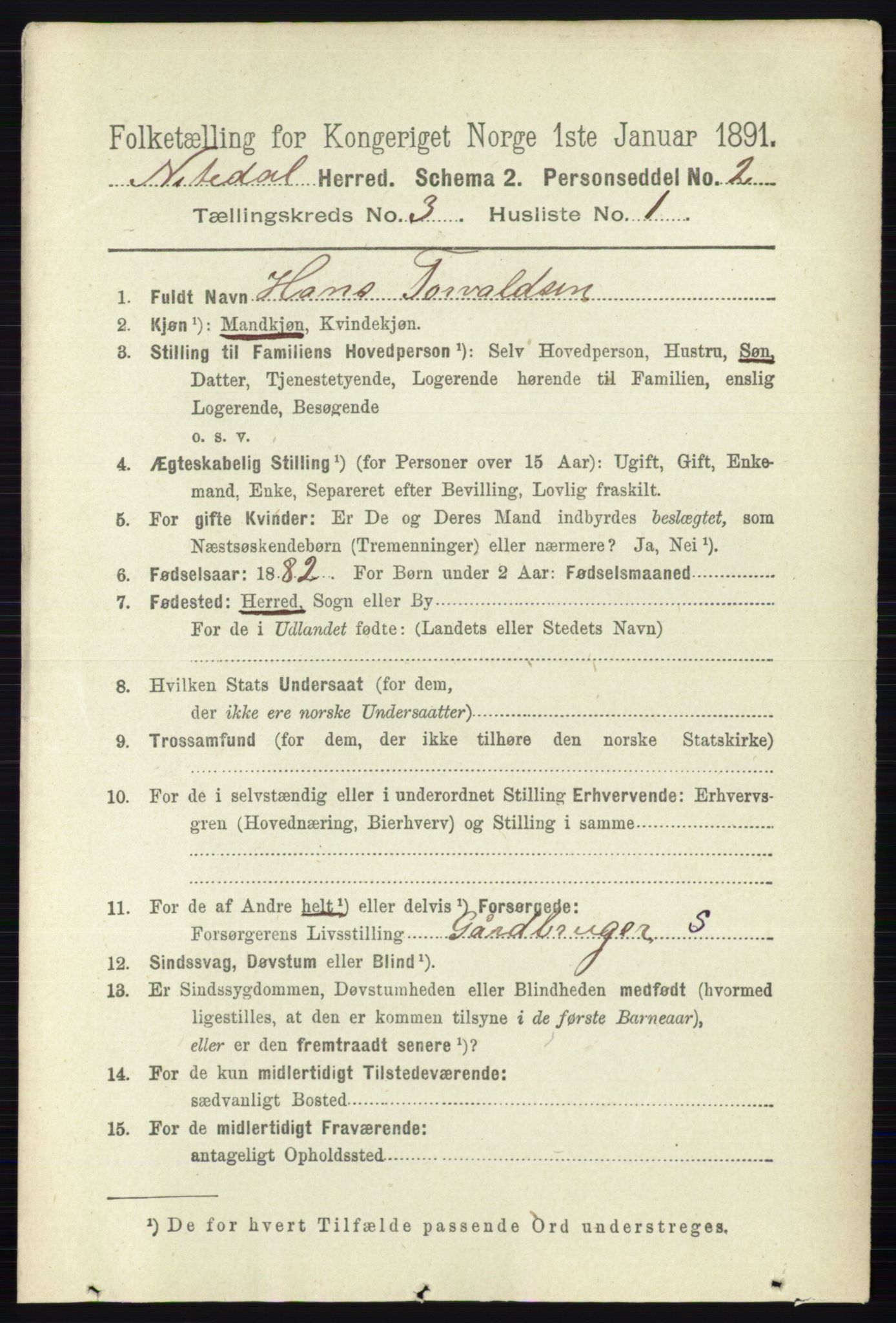 RA, 1891 census for 0233 Nittedal, 1891, p. 1204