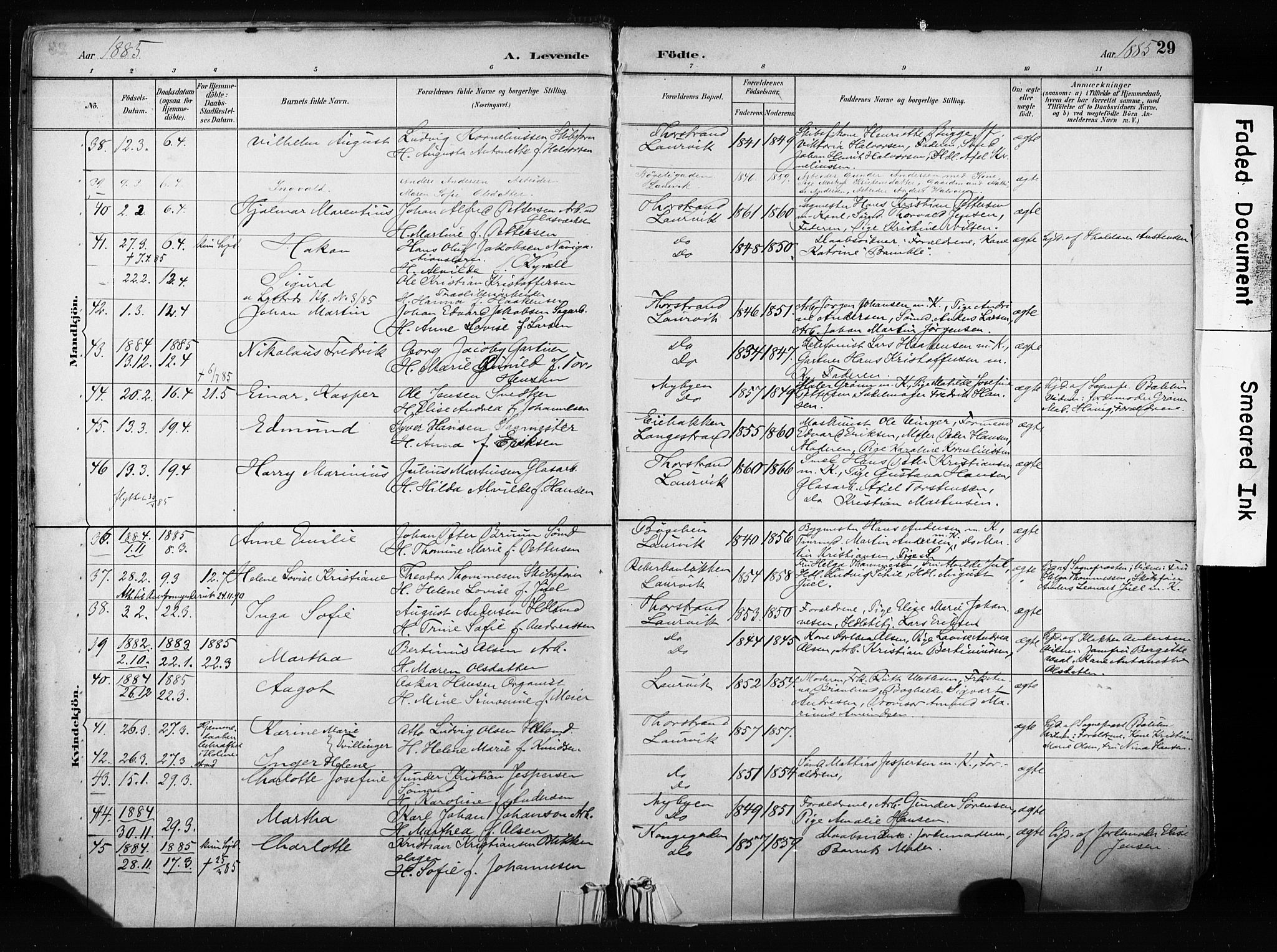 Larvik kirkebøker, AV/SAKO-A-352/F/Fa/L0009: Parish register (official) no. I 9, 1884-1904, p. 29