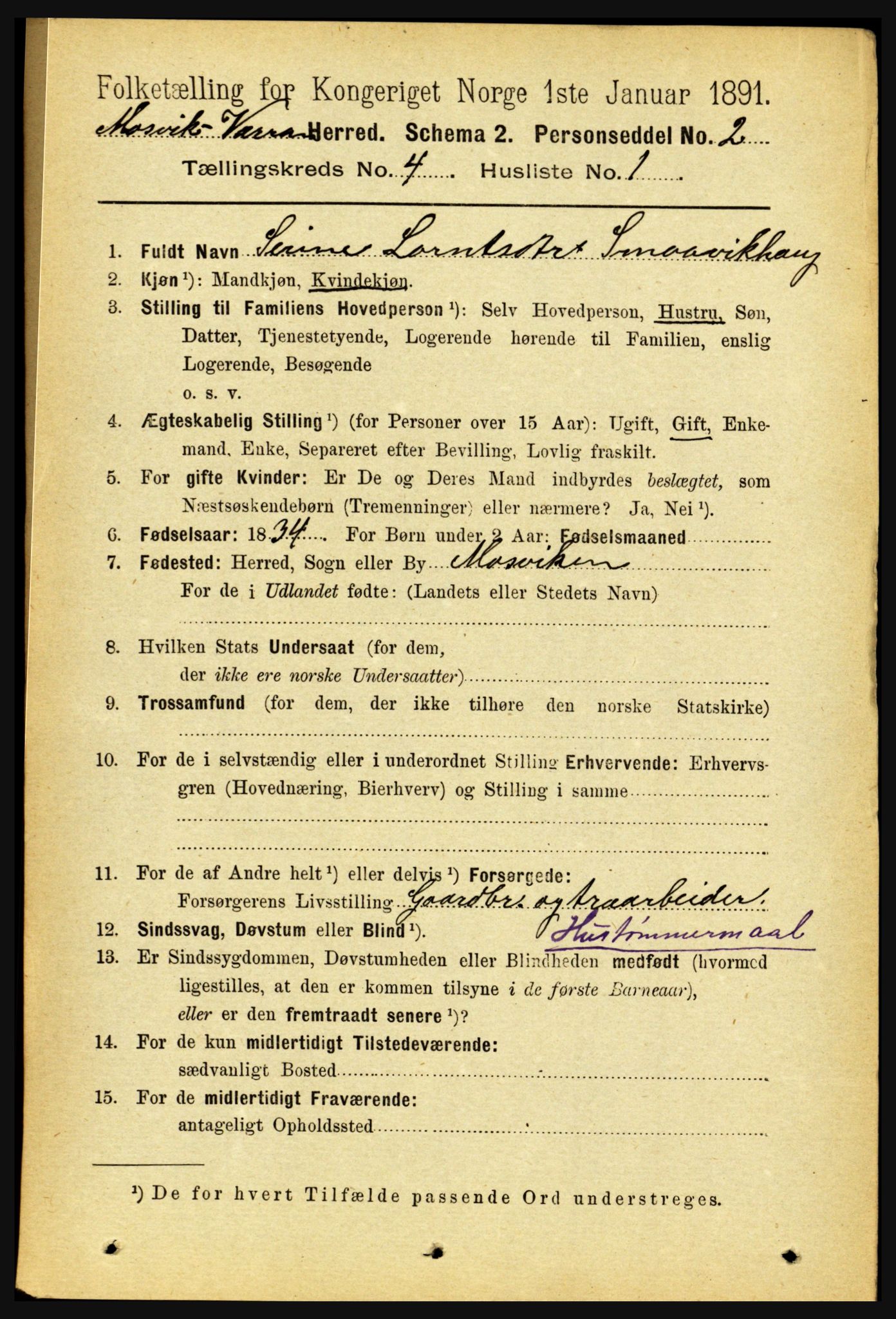 RA, 1891 census for 1723 Mosvik og Verran, 1891, p. 1398