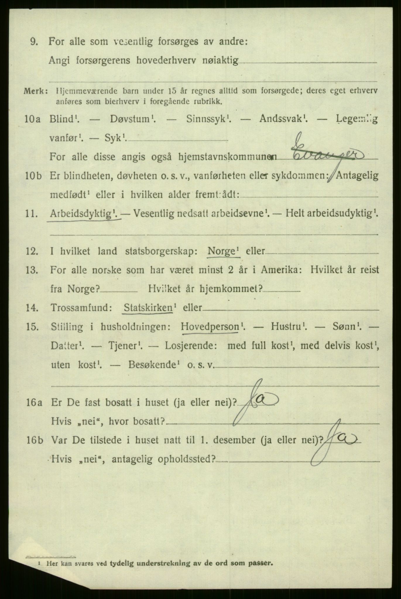 SAB, 1920 census for Evanger, 1920, p. 3356