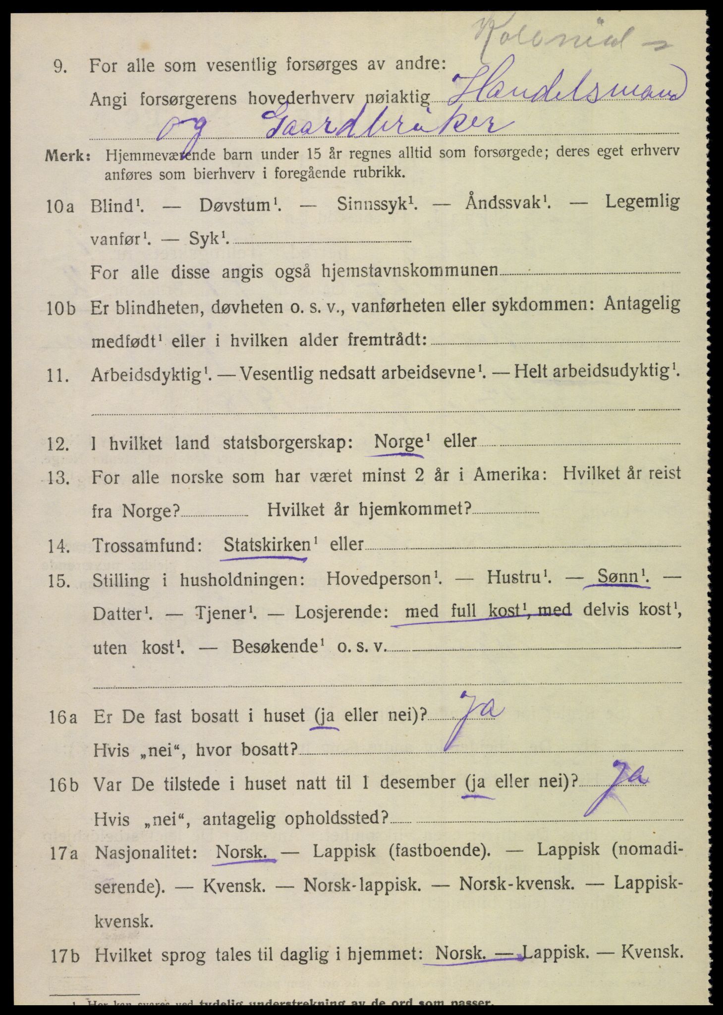 SAT, 1920 census for Sørfold, 1920, p. 1336