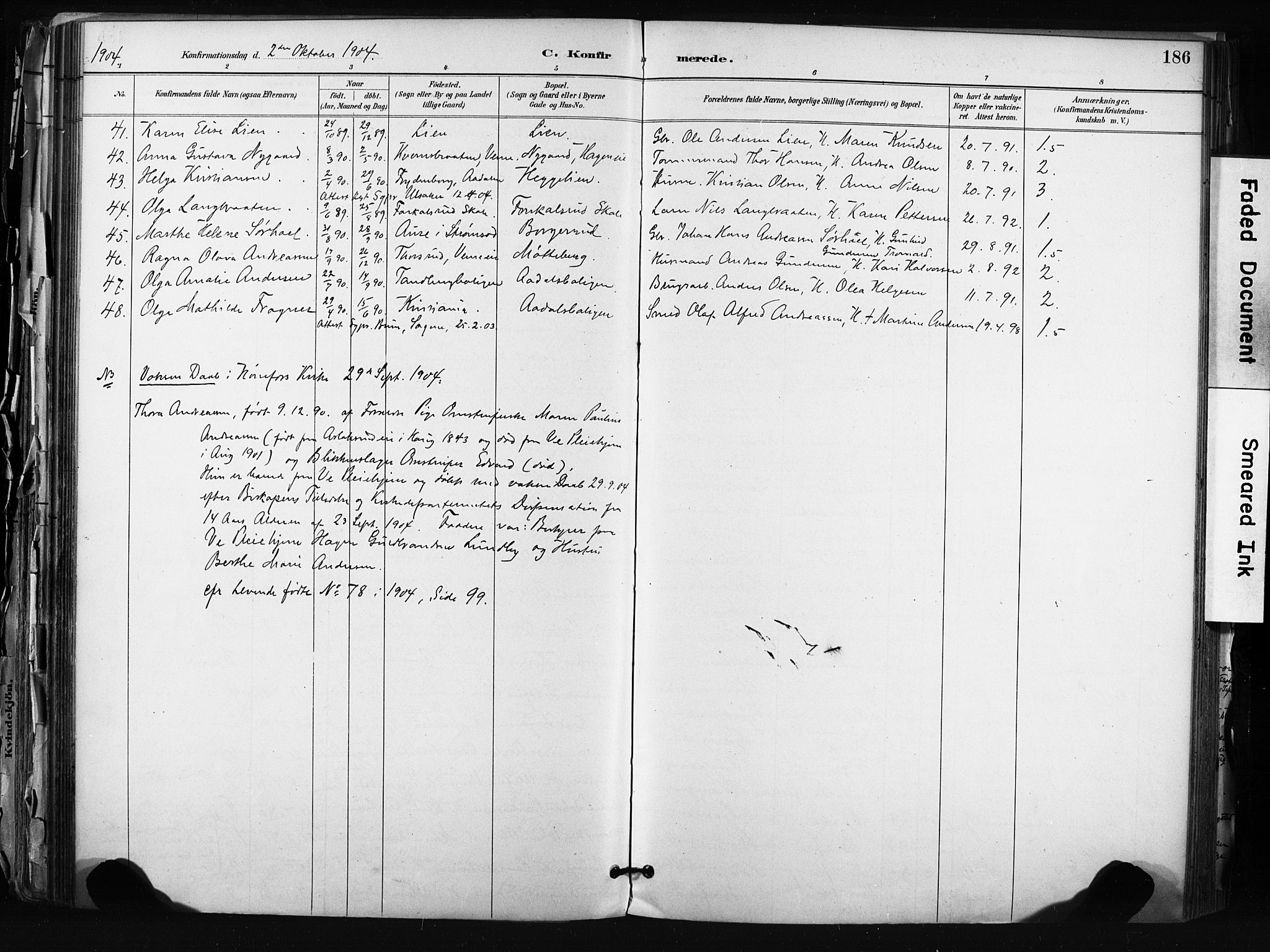 Hønefoss kirkebøker, AV/SAKO-A-609/F/Fa/L0002: Parish register (official) no. 2, 1887-1906, p. 186