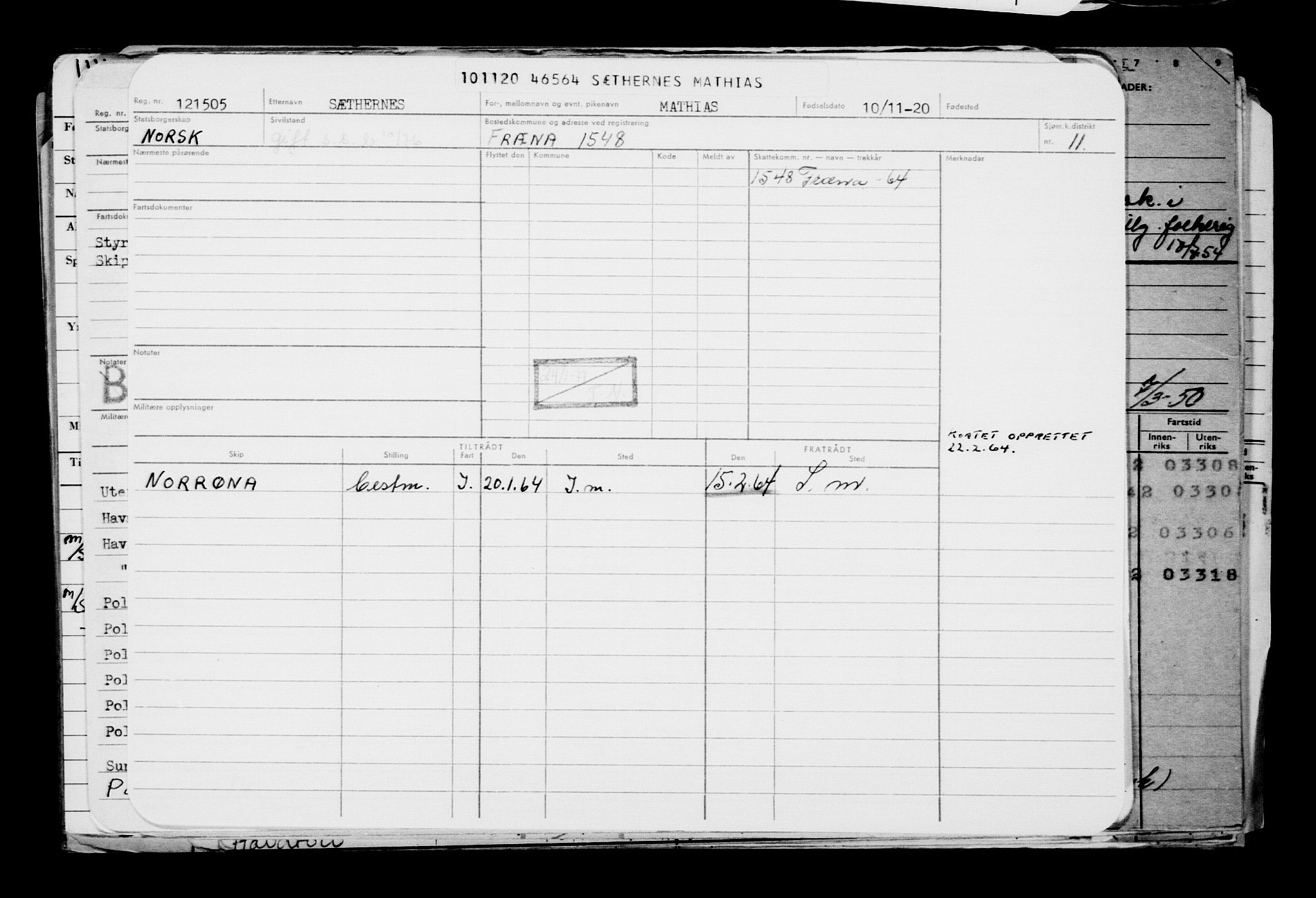 Direktoratet for sjømenn, AV/RA-S-3545/G/Gb/L0187: Hovedkort, 1920, p. 242