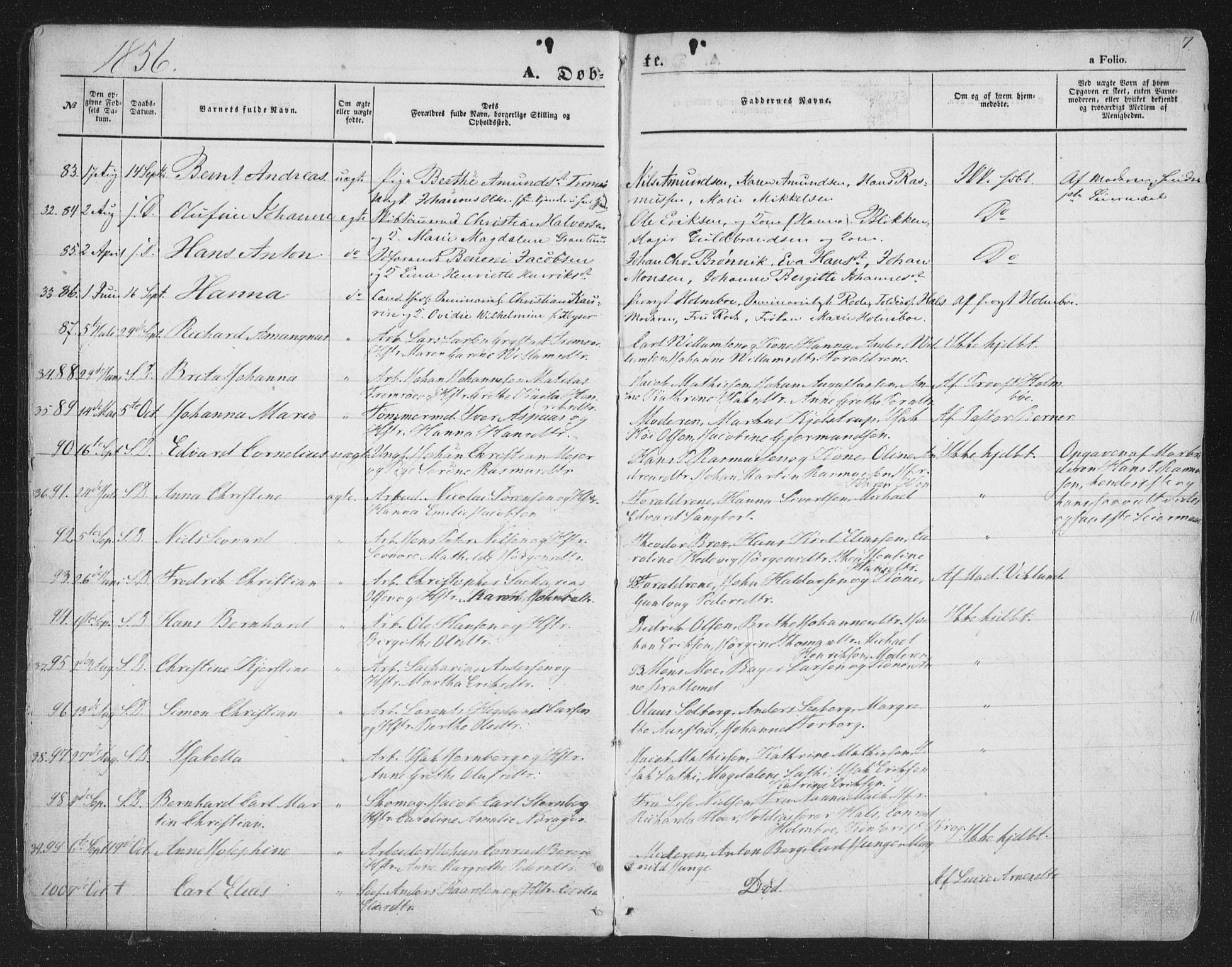 Tromsø sokneprestkontor/stiftsprosti/domprosti, SATØ/S-1343/G/Ga/L0011kirke: Parish register (official) no. 11, 1856-1865, p. 7