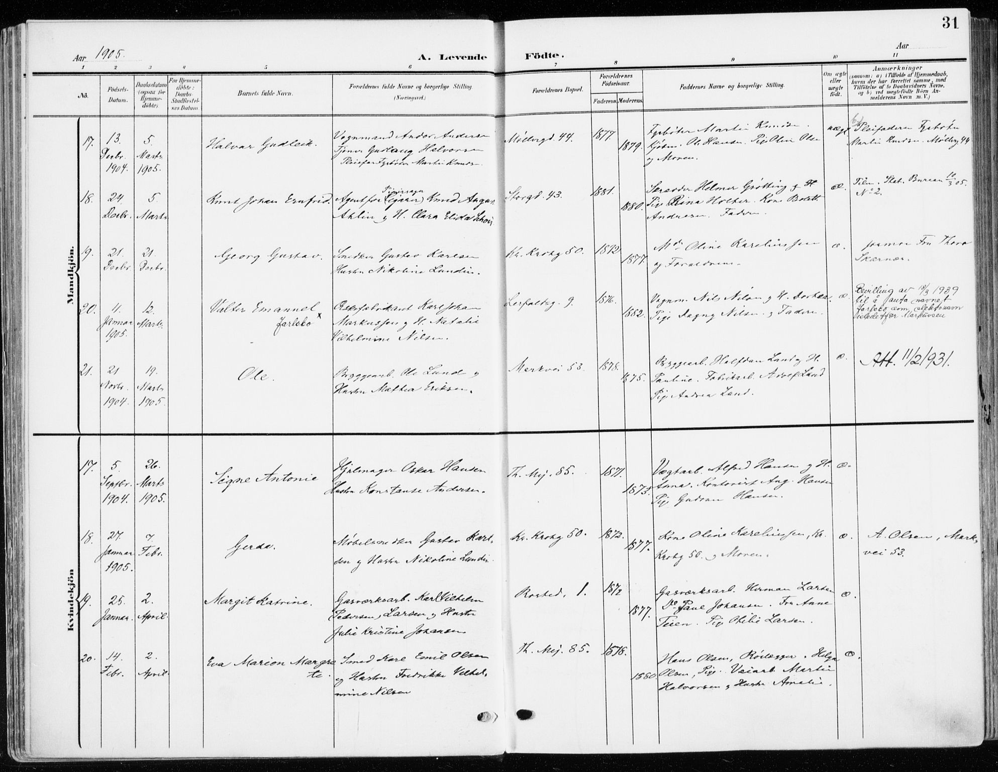 Jakob prestekontor Kirkebøker, SAO/A-10850/F/Fa/L0005b: Parish register (official) no. 5b, 1904-1922, p. 31