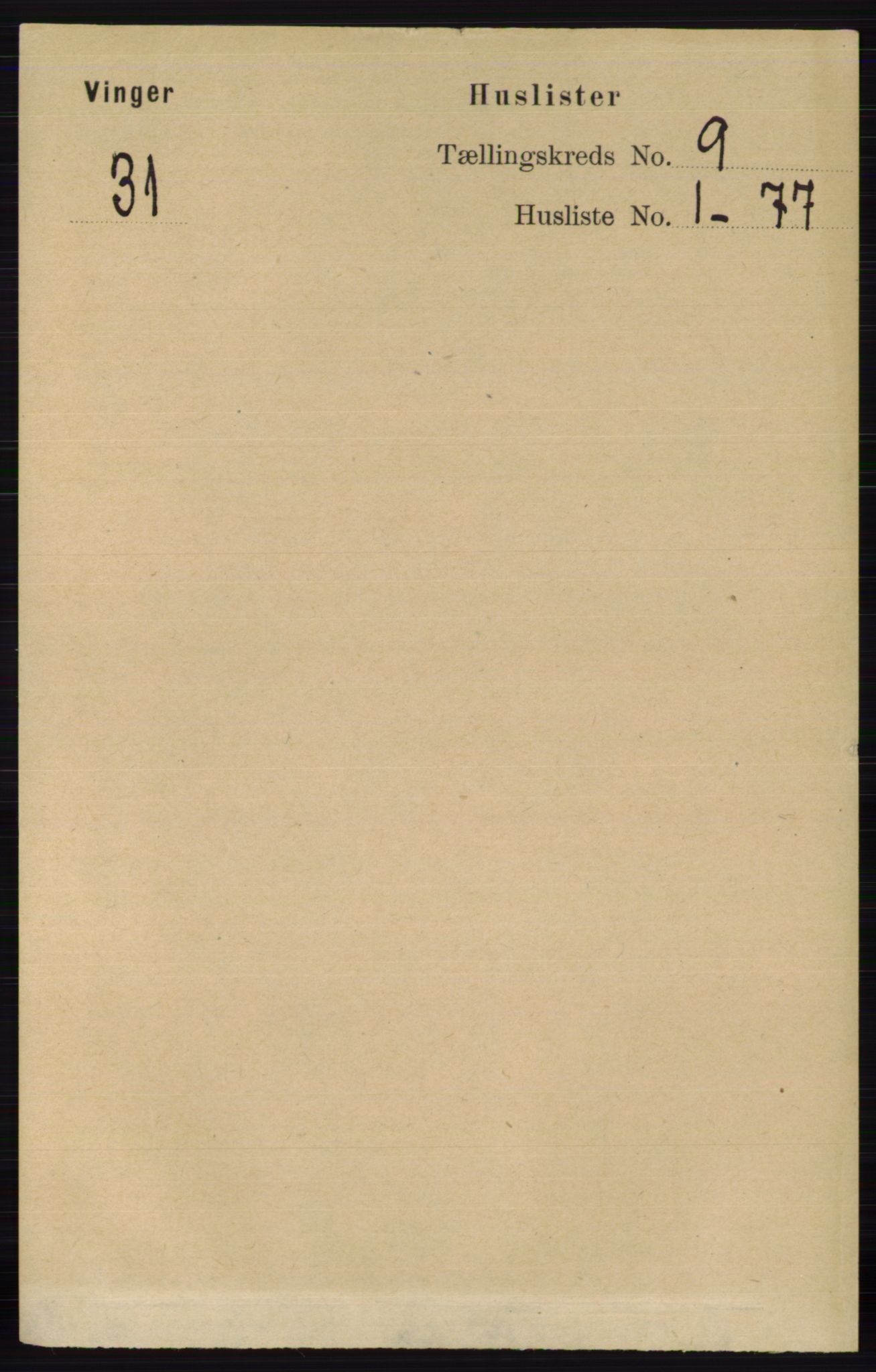 RA, 1891 census for 0421 Vinger, 1891, p. 4282