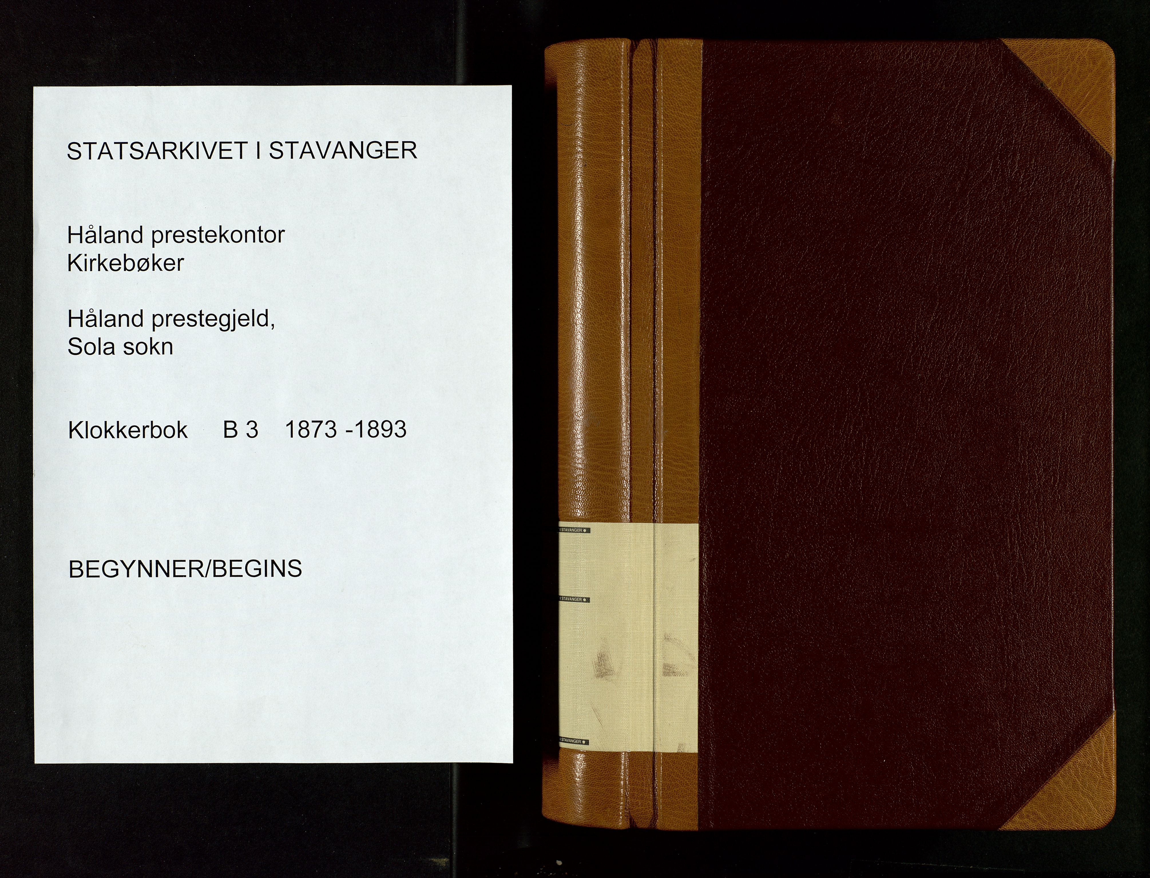 Håland sokneprestkontor, SAST/A-101802/001/30BB/L0003: Parish register (copy) no. B 3, 1873-1893
