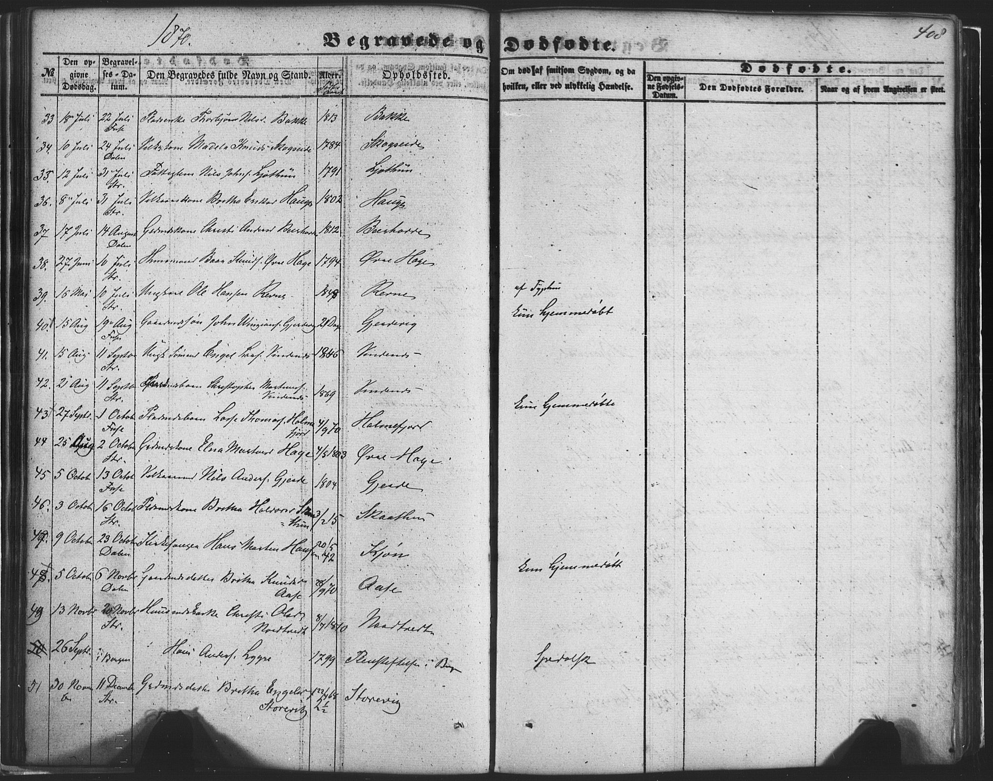 Fusa sokneprestembete, SAB/A-75401/H/Haa: Parish register (official) no. A 1II, 1855-1879, p. 408