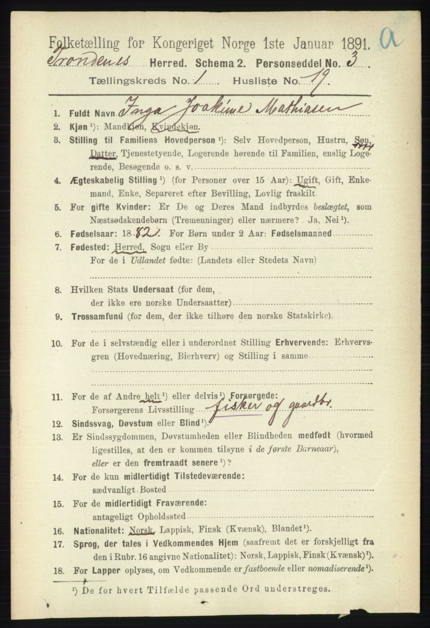 RA, 1891 census for 1914 Trondenes, 1891, p. 234