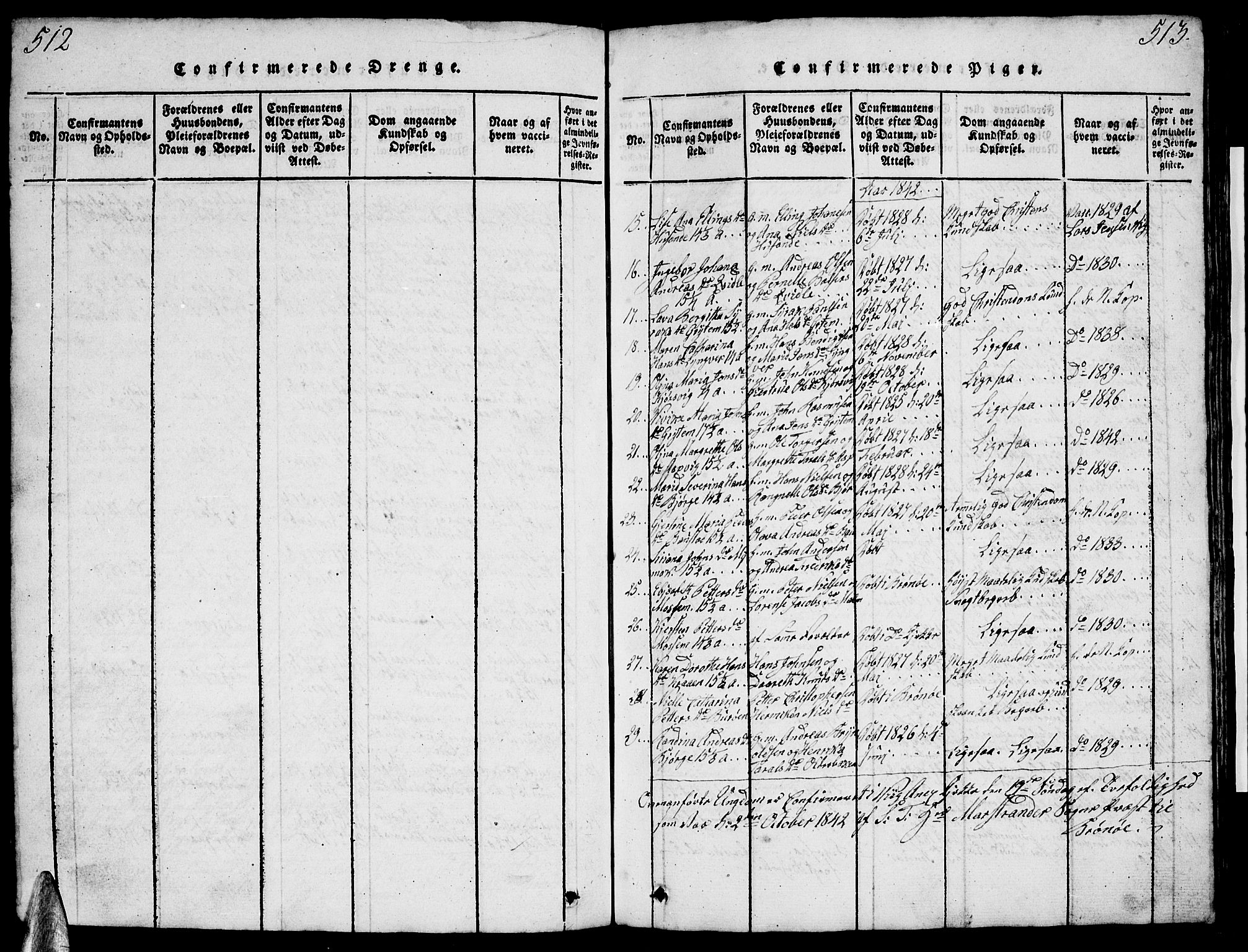 Ministerialprotokoller, klokkerbøker og fødselsregistre - Nordland, AV/SAT-A-1459/812/L0186: Parish register (copy) no. 812C04, 1820-1849, p. 512-513