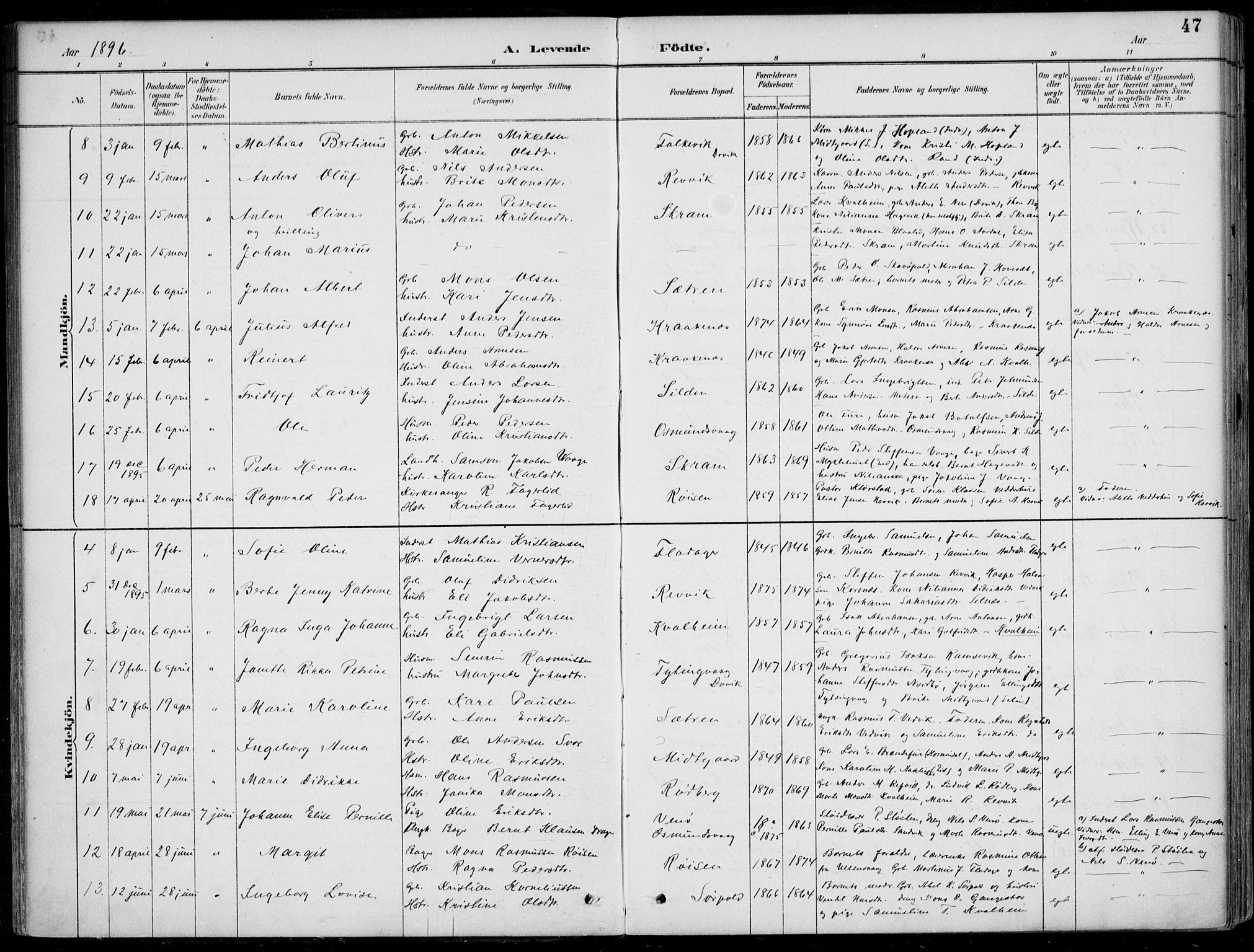 Selje sokneprestembete, AV/SAB-A-99938/H/Ha/Haa/Haac/L0002: Parish register (official) no. C  2, 1889-1904, p. 47