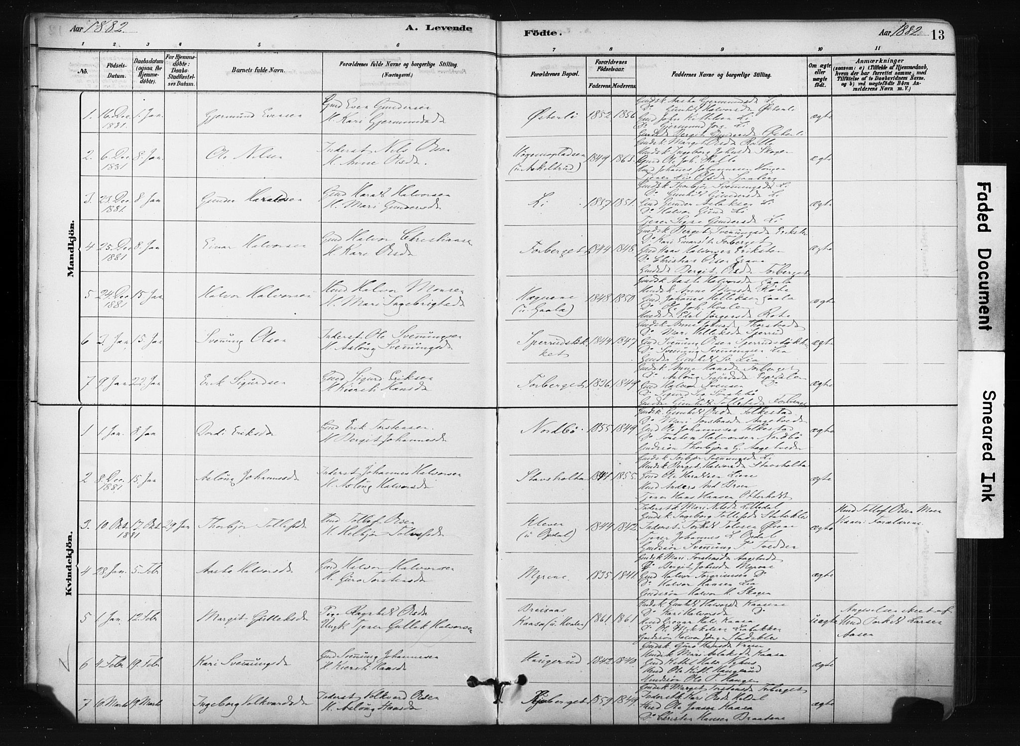 Bø kirkebøker, AV/SAKO-A-257/F/Fa/L0010: Parish register (official) no. 10, 1880-1892, p. 13