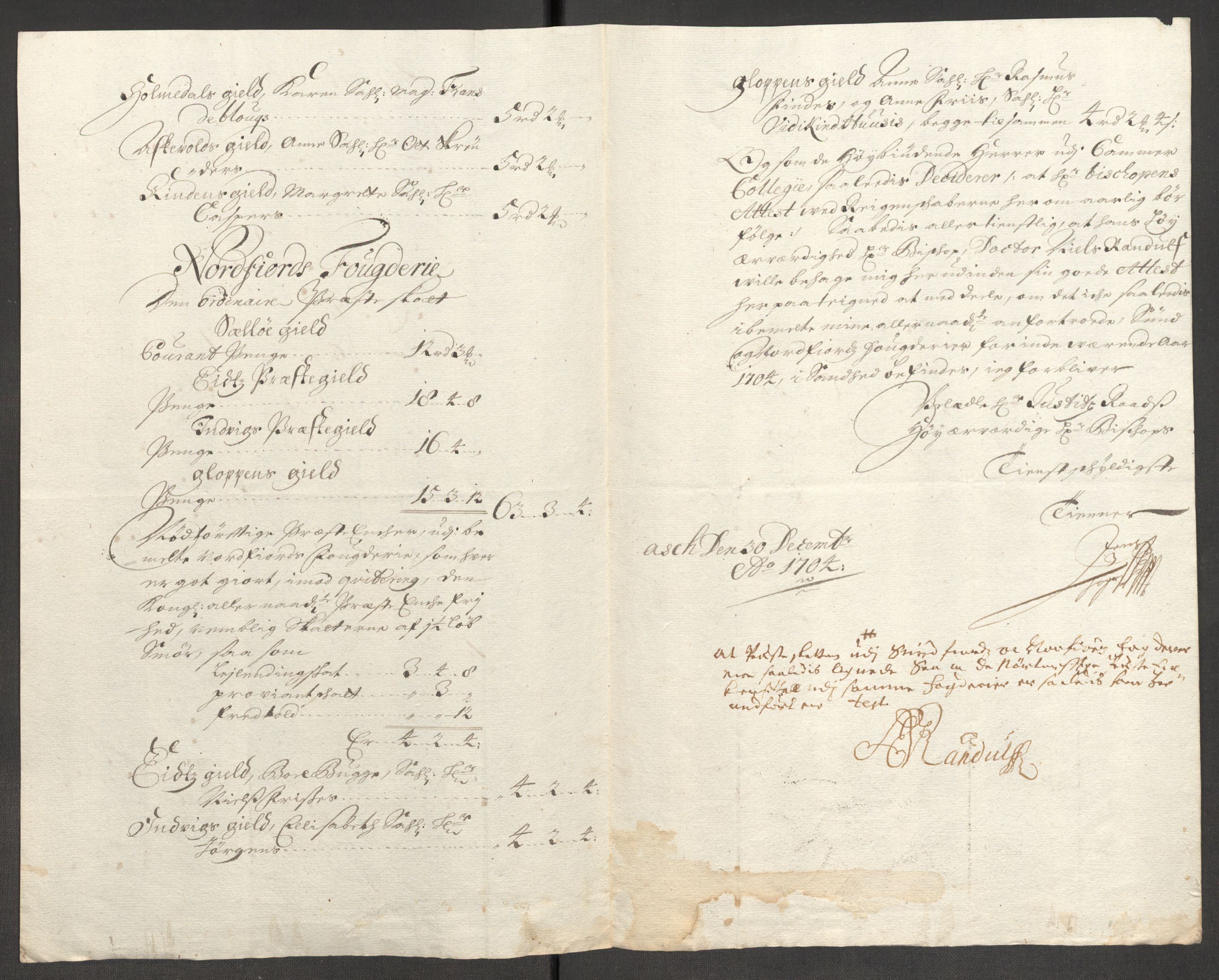 Rentekammeret inntil 1814, Reviderte regnskaper, Fogderegnskap, RA/EA-4092/R53/L3428: Fogderegnskap Sunn- og Nordfjord, 1704, p. 124