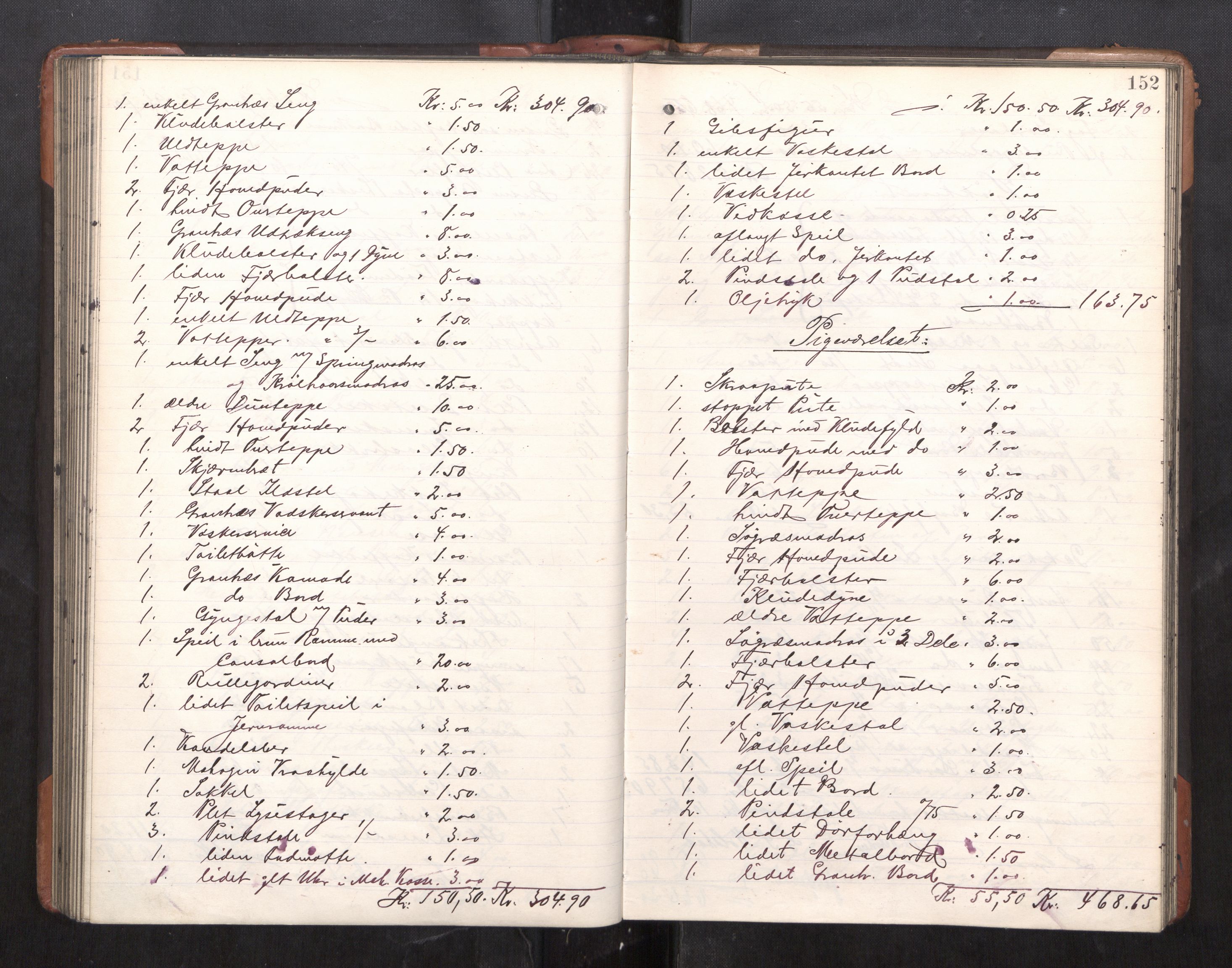 Trondheim byfogd, AV/SAT-A-0003/1/3/3C/L0025: Skifteregistreringsprotokoll - 24/1-14/7. (u/ register), 1906-1909, p. 152