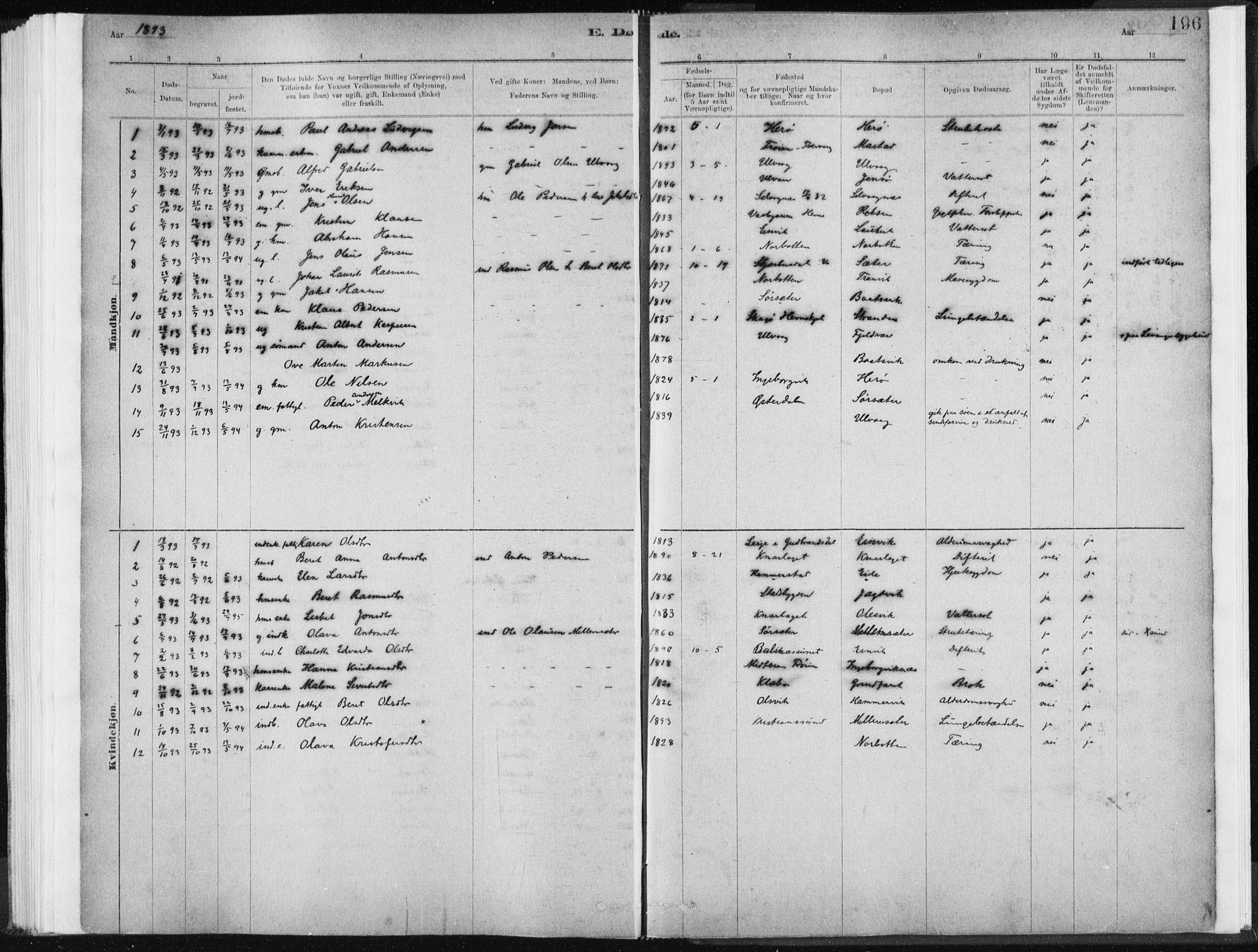 Ministerialprotokoller, klokkerbøker og fødselsregistre - Sør-Trøndelag, SAT/A-1456/637/L0558: Parish register (official) no. 637A01, 1882-1899, p. 196