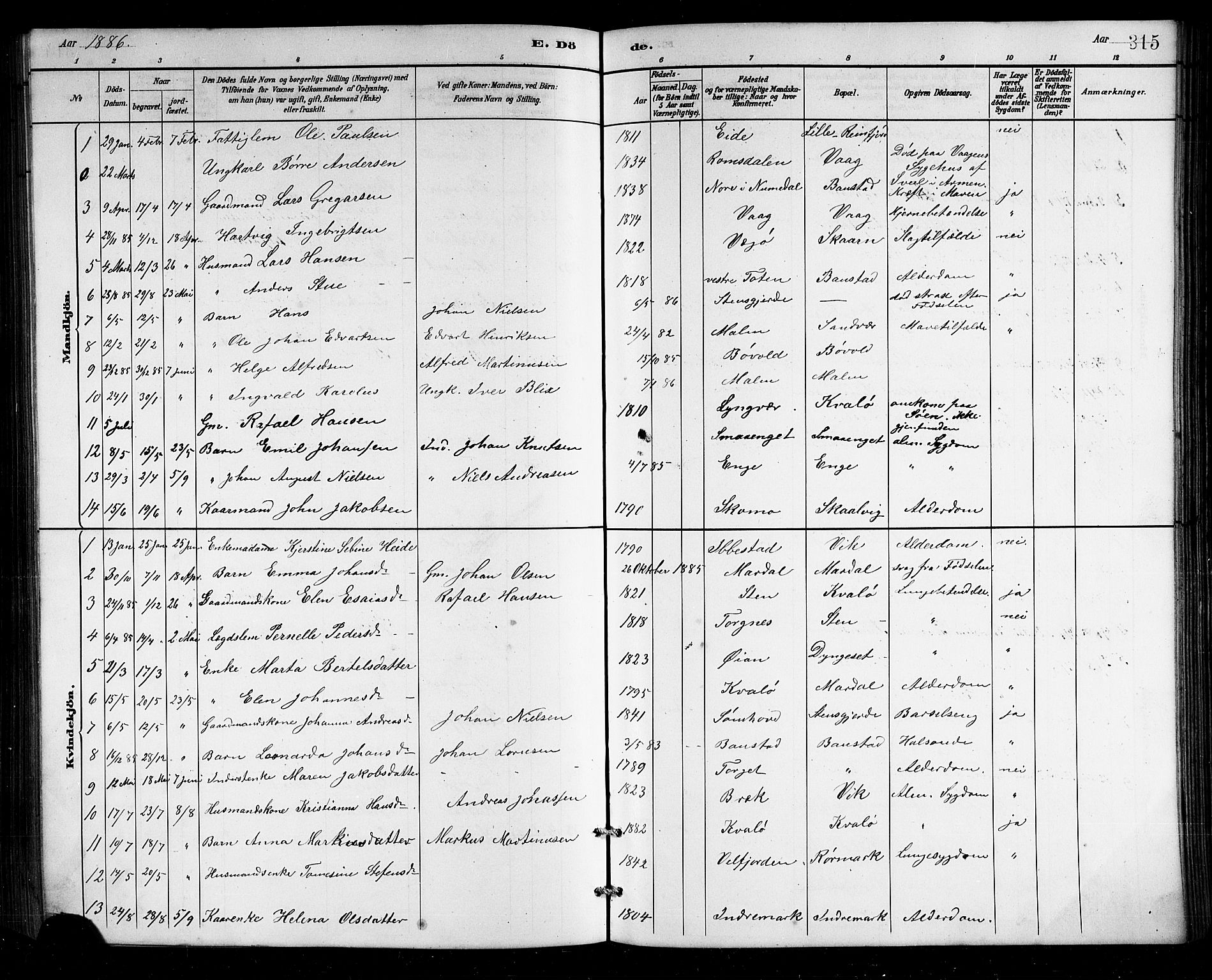 Ministerialprotokoller, klokkerbøker og fødselsregistre - Nordland, SAT/A-1459/812/L0188: Parish register (copy) no. 812C06, 1884-1912, p. 315