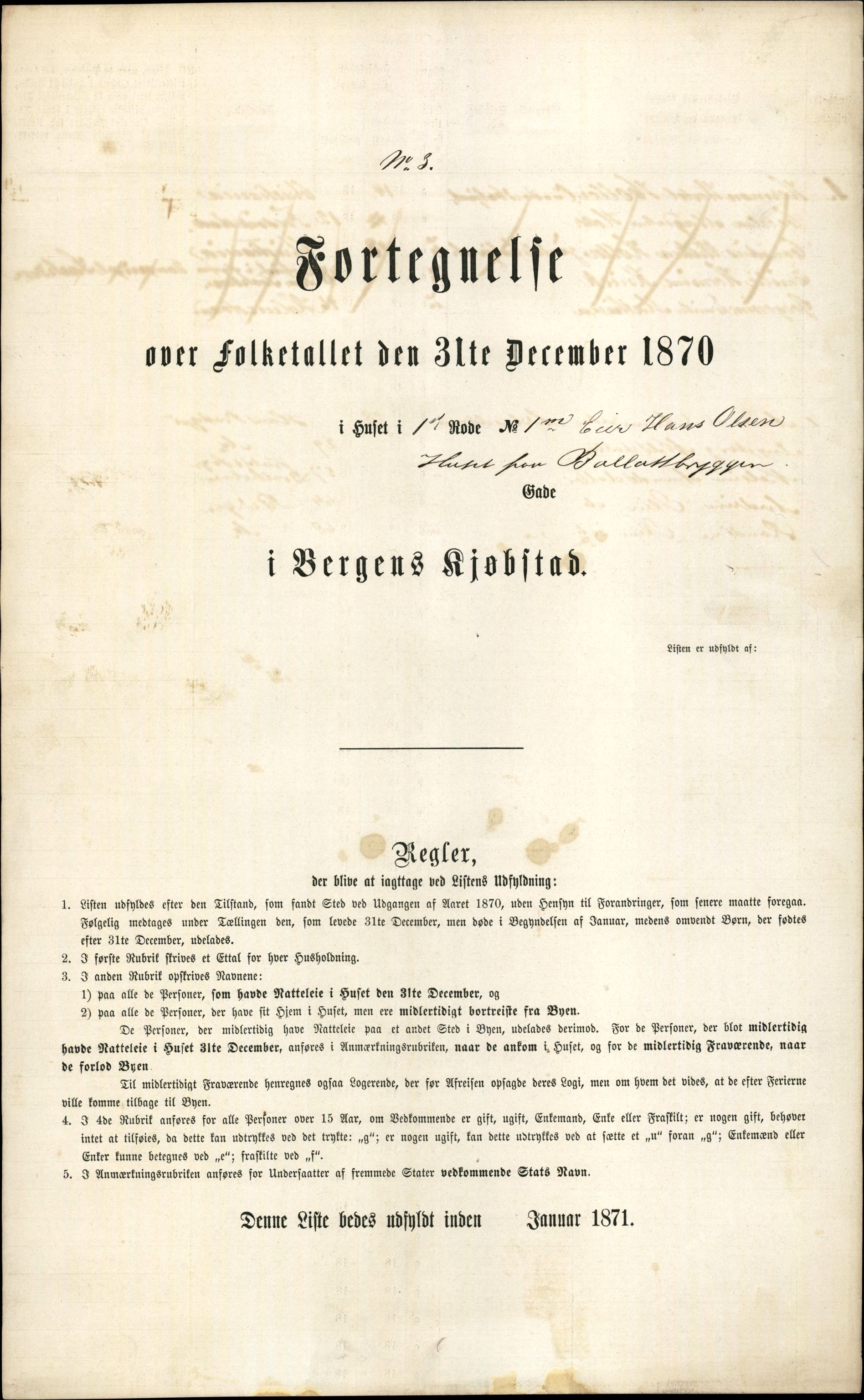 RA, 1870 census for 1301 Bergen, 1870