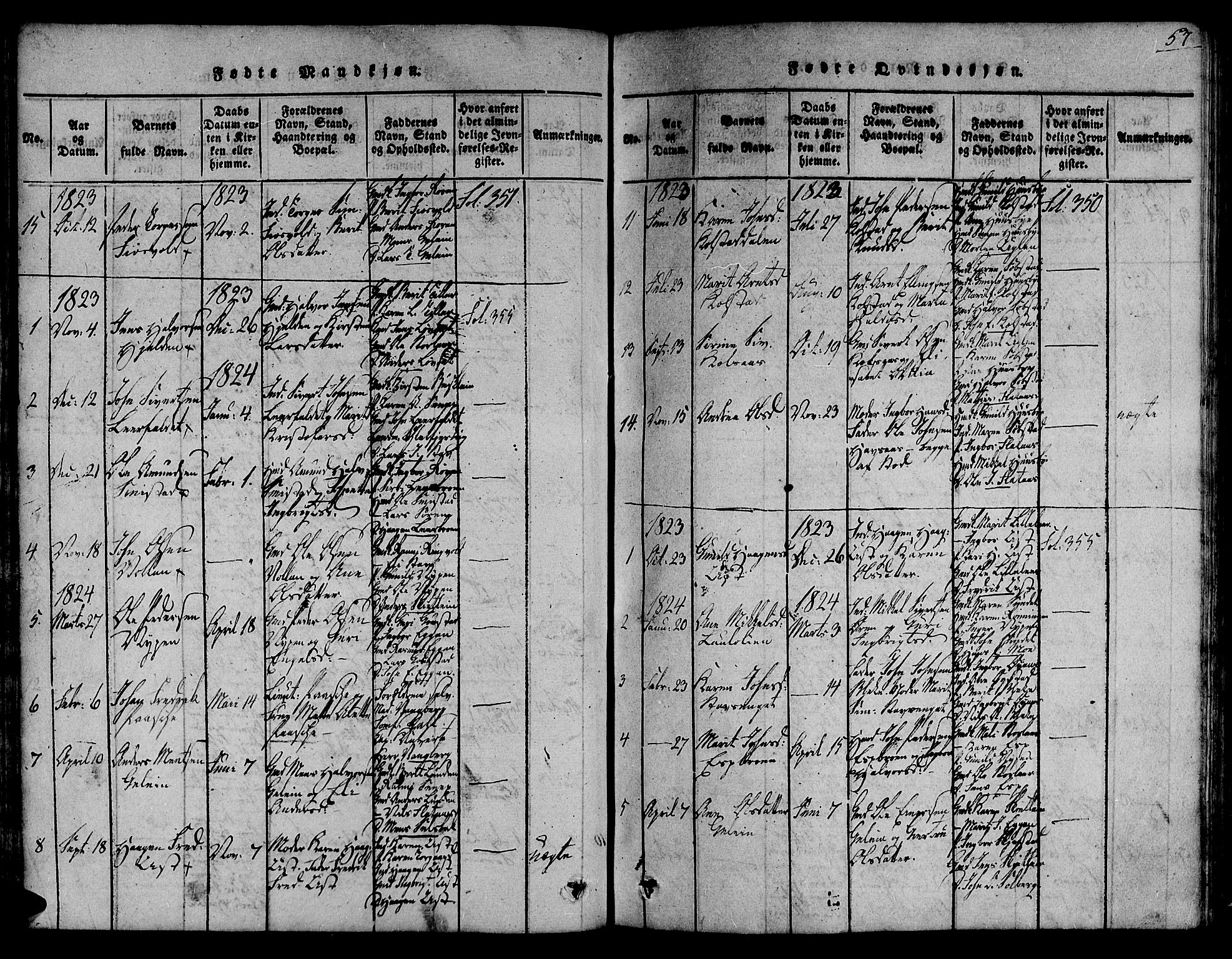 Ministerialprotokoller, klokkerbøker og fødselsregistre - Sør-Trøndelag, SAT/A-1456/691/L1067: Parish register (official) no. 691A03 /3, 1816-1826, p. 57