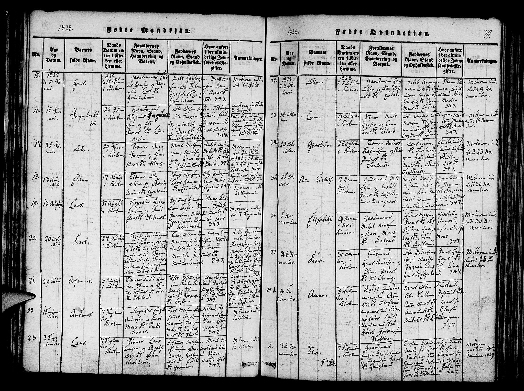 Fana Sokneprestembete, AV/SAB-A-75101/H/Haa/Haaa/L0007: Parish register (official) no. A 7, 1816-1828, p. 89