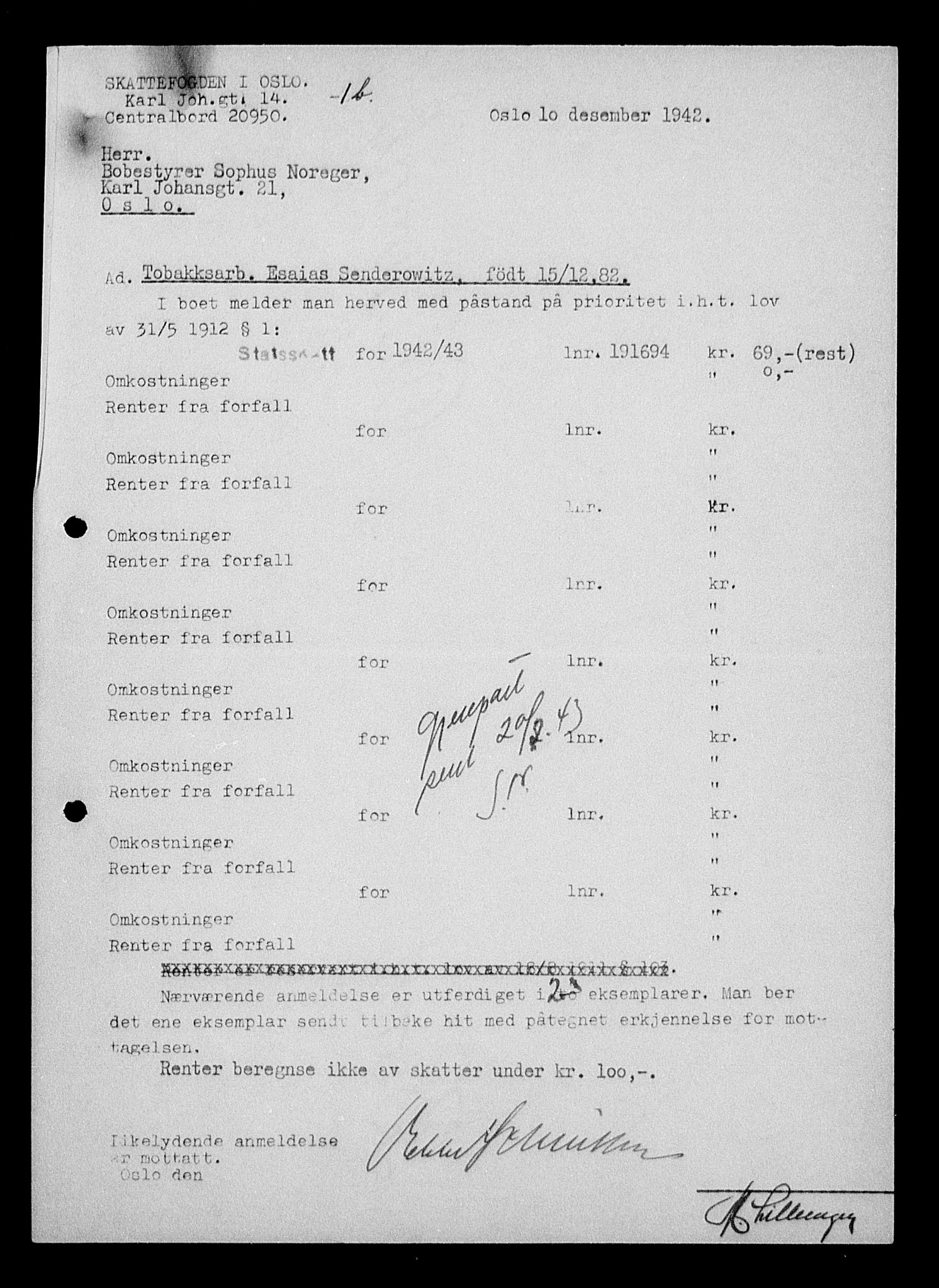 Justisdepartementet, Tilbakeføringskontoret for inndratte formuer, AV/RA-S-1564/H/Hc/Hcc/L0981: --, 1945-1947, p. 349