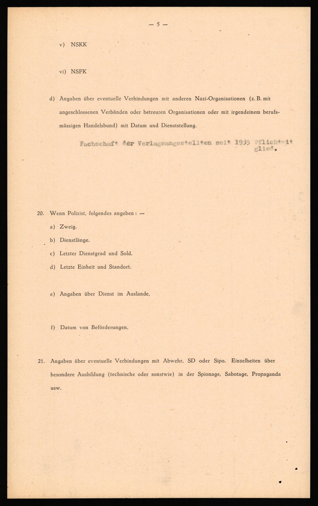 Forsvaret, Forsvarets overkommando II, AV/RA-RAFA-3915/D/Db/L0032: CI Questionaires. Tyske okkupasjonsstyrker i Norge. Tyskere., 1945-1946, p. 87