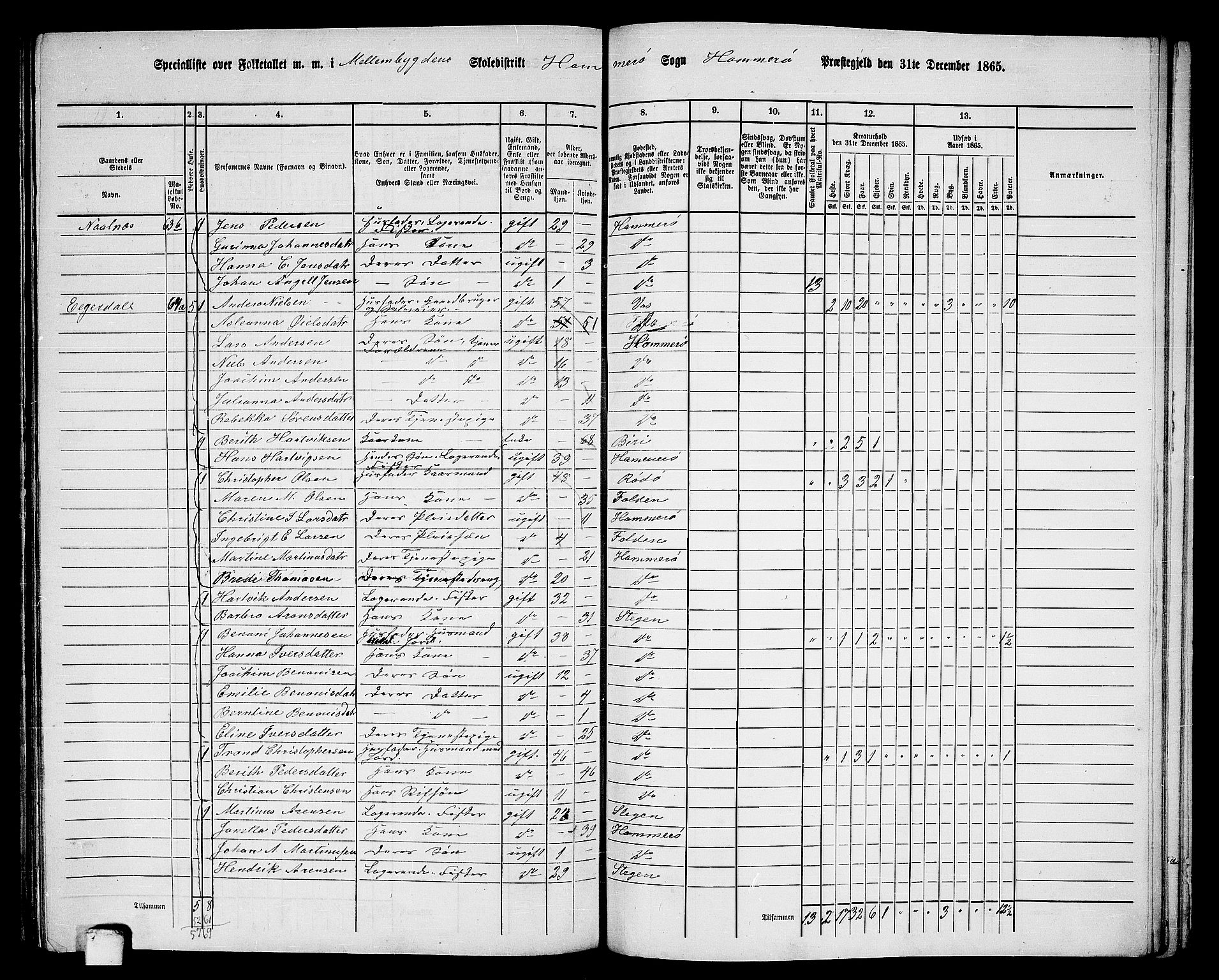 RA, 1865 census for Hamarøy, 1865, p. 38